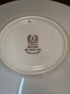 Lenox “Aristocrat” Gold-Encrusted Saucer, Wide Acid-Etched Band on Ivory Porcelain, Gold Wreath Mark, Trenton, New Jersey, 1953 or Later