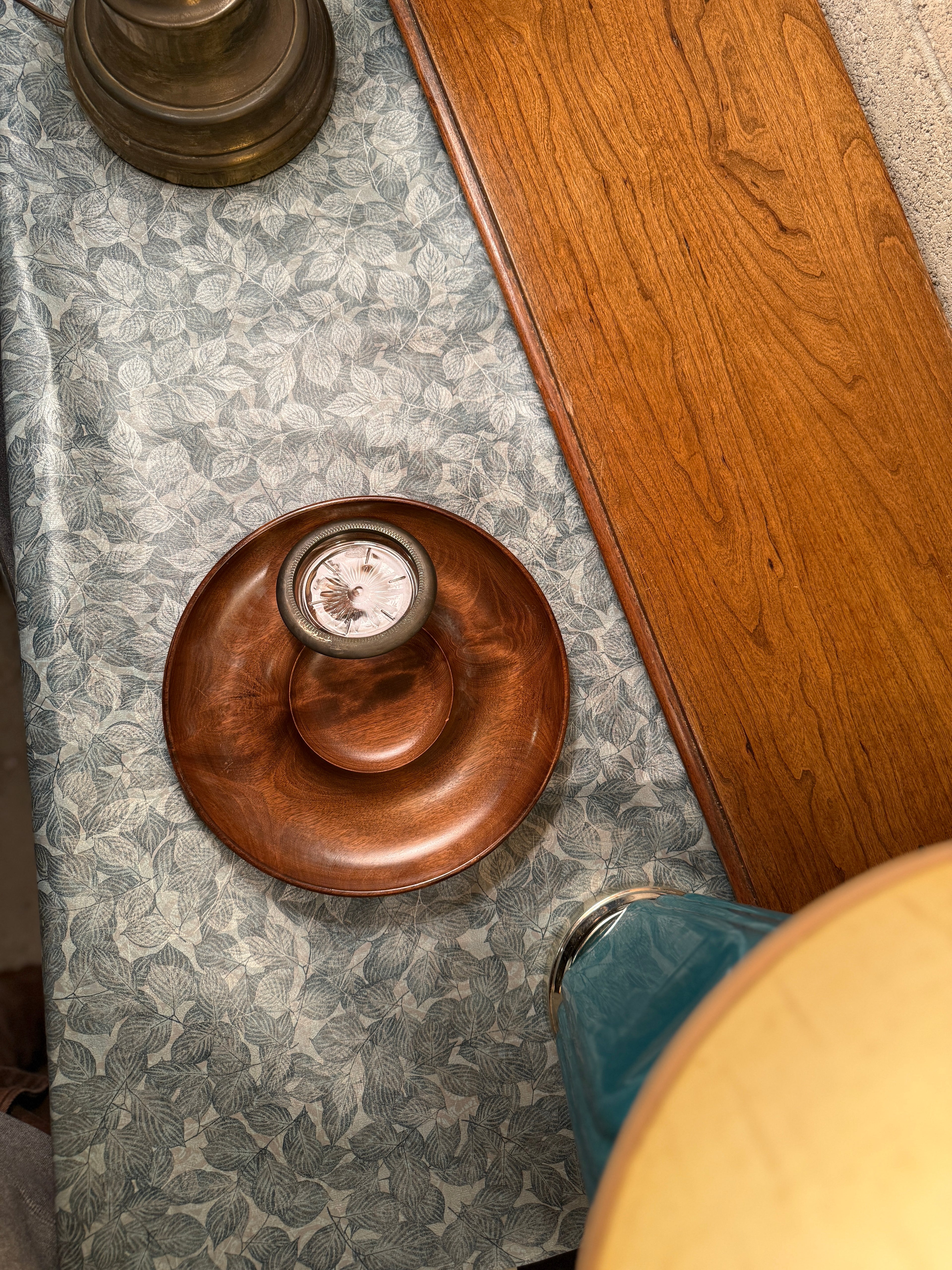 Mid-Century Woodbury’s Woodware Chip and Dip Tray with Glass Insert