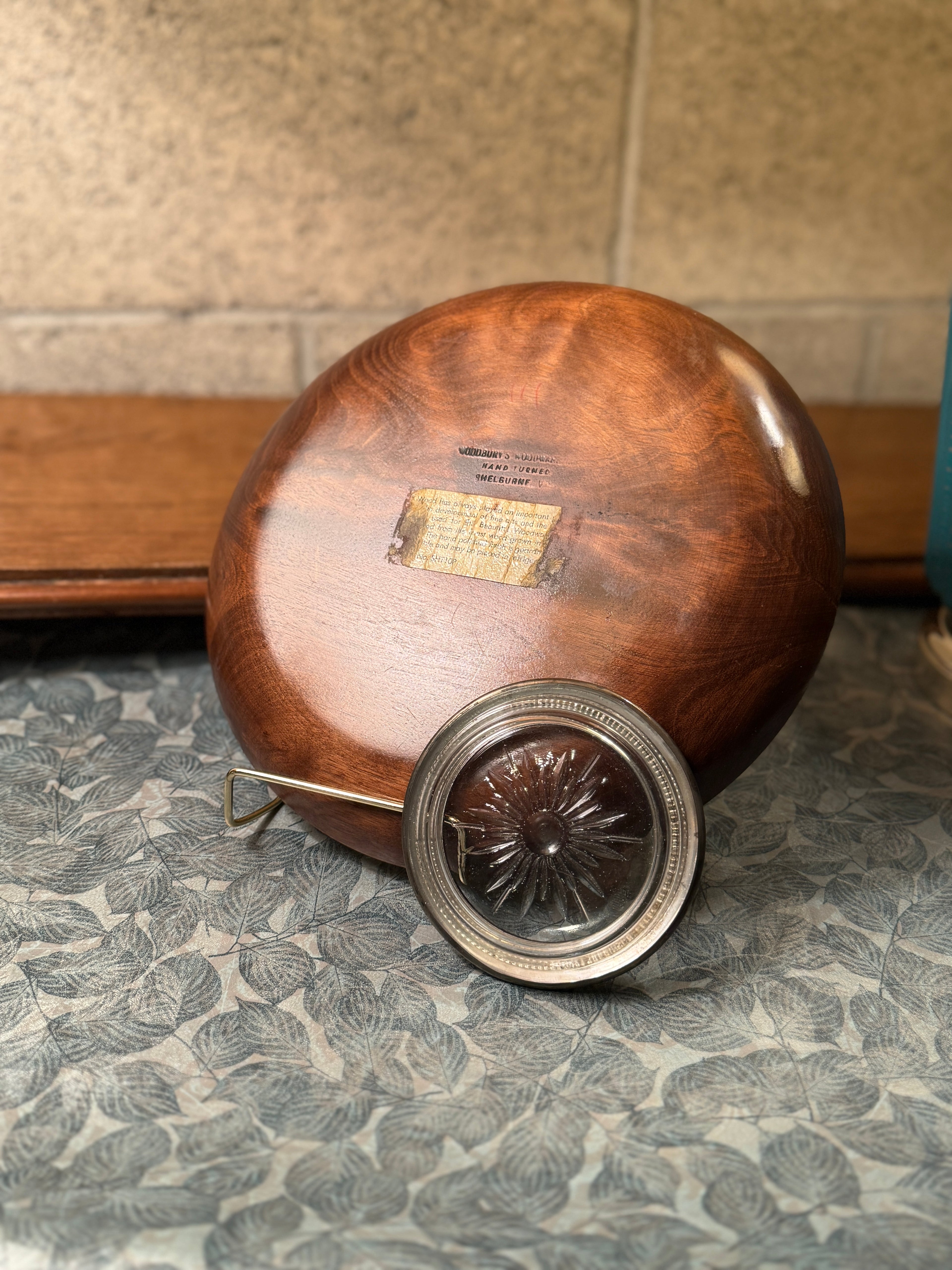 Mid-Century Woodbury’s Woodware Chip and Dip Tray with Glass Insert