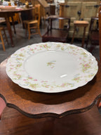 Haviland & Co. Limoges Porcelain Plate, Pink Roses and Pale Blue Ribbons on a Moulded Scroll-and-Bead Blank, Ungilded, France, c. 1894–1931