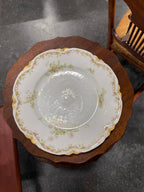 Haviland & Co. Limoges Porcelain Plate, Pink Wild Roses and Green Ferns with Heavy Raised Gilding, Both Factory and Decorating Marks, France, c. 1891–1914