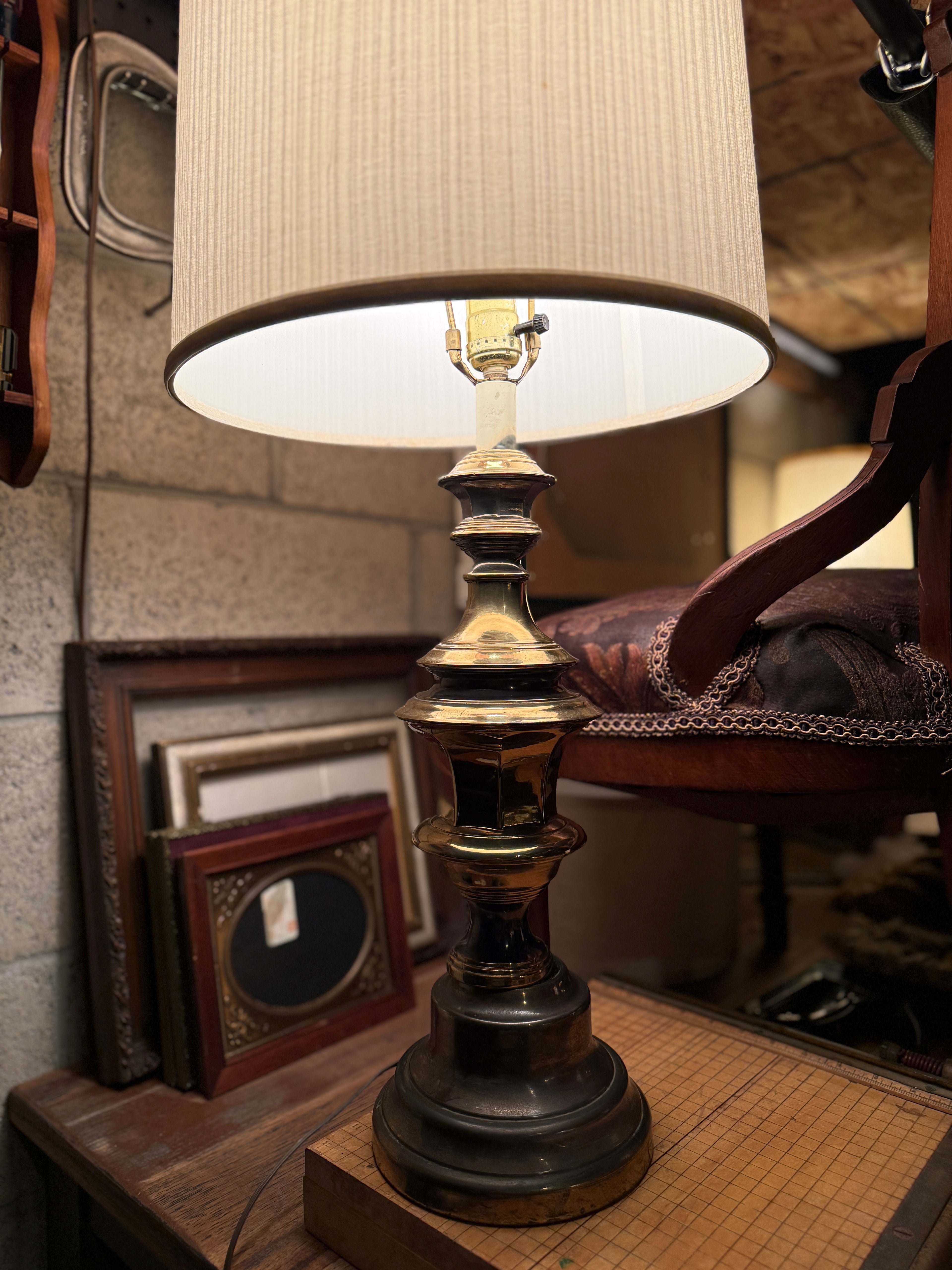 Vintage Brass Table Lamp, c. 1930s–1940s, Neoclassical Baluster Form
