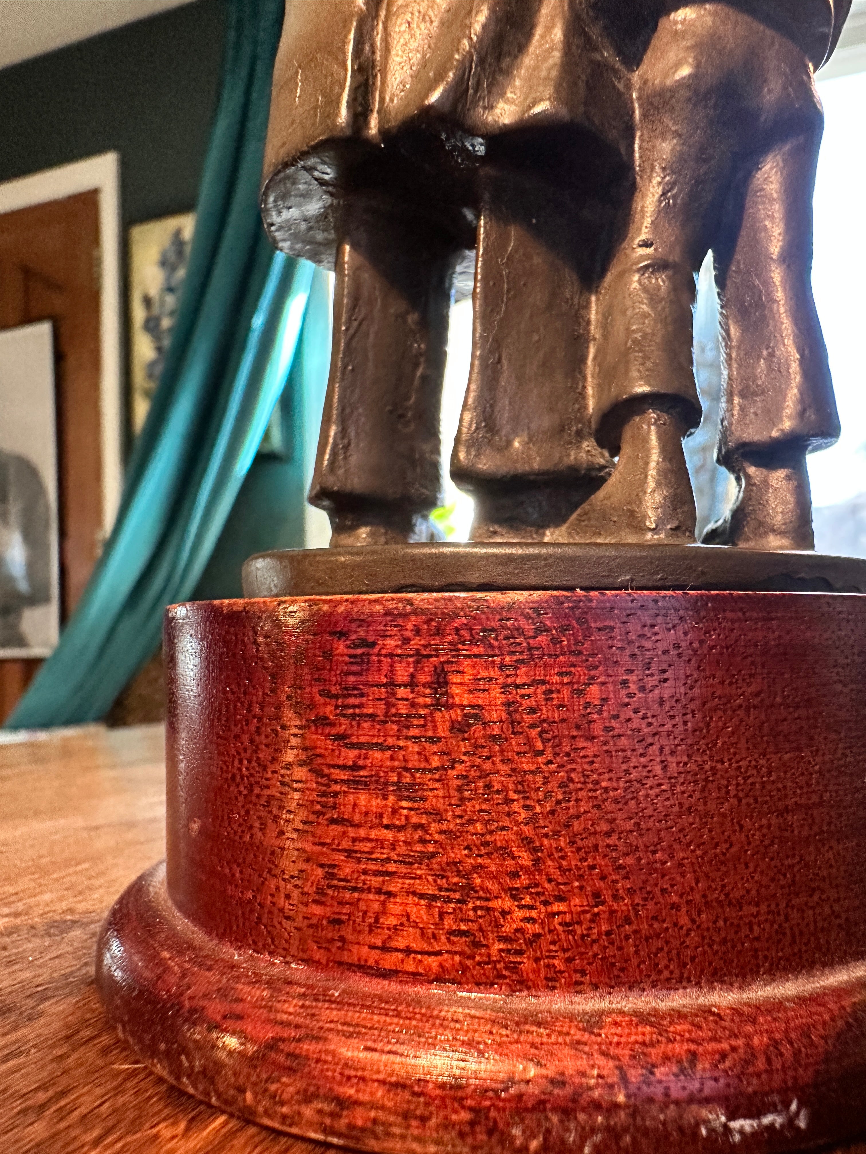 Vintage Firefighter Rescue Sculpture Bronze Tone Statue 1970