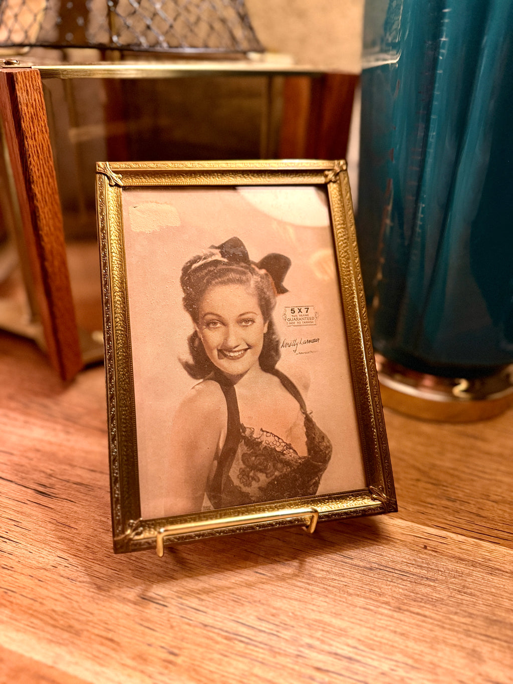 Hollywood Studio-Era Brass Picture Frame with Dorothy Lamour Image | c. 1935–1945