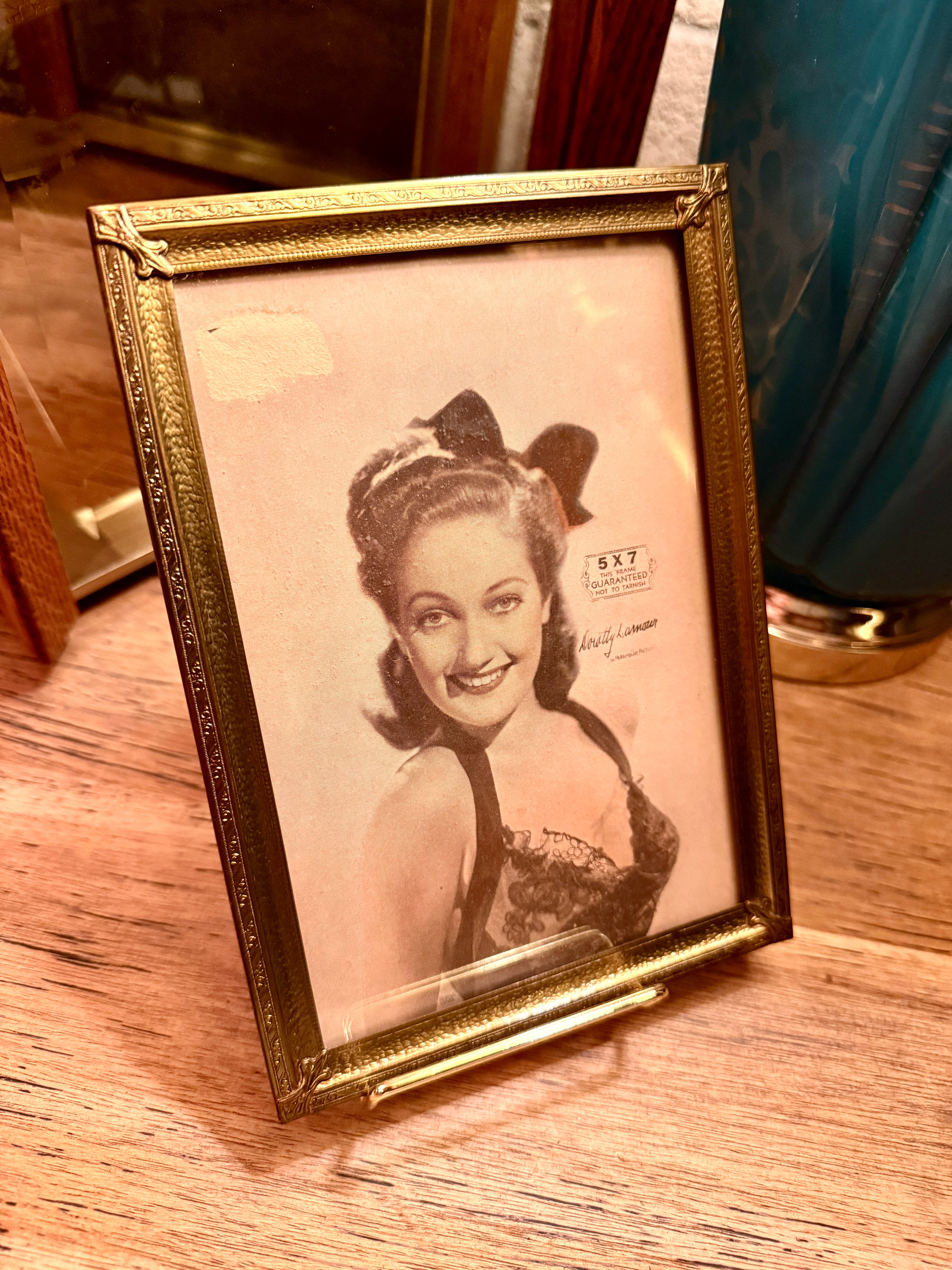 Hollywood Studio-Era Brass Picture Frame with Dorothy Lamour Image | c. 1935–1945