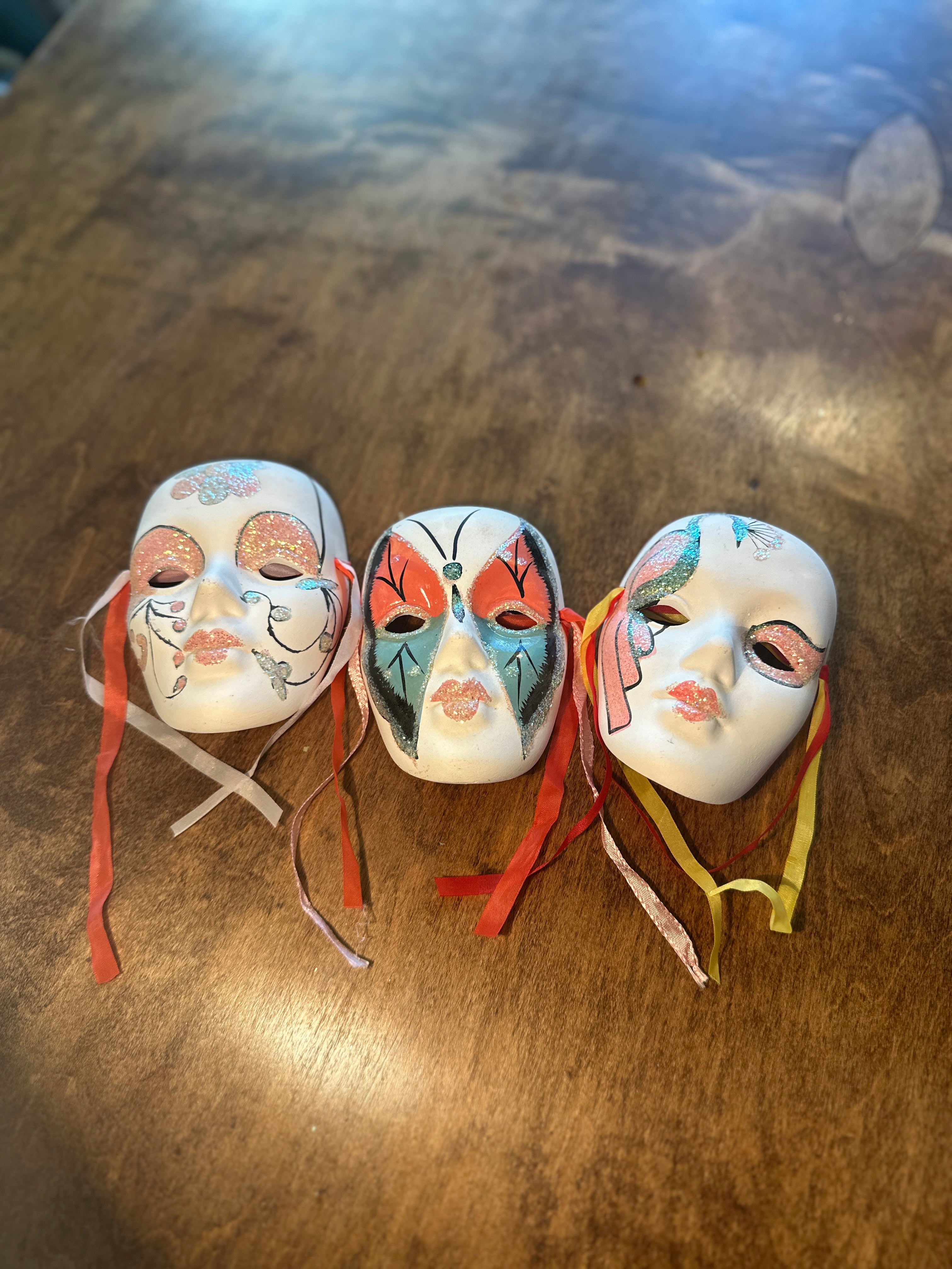 Mini Venetian Carnival Mask Set of Three c. Late 20th Century