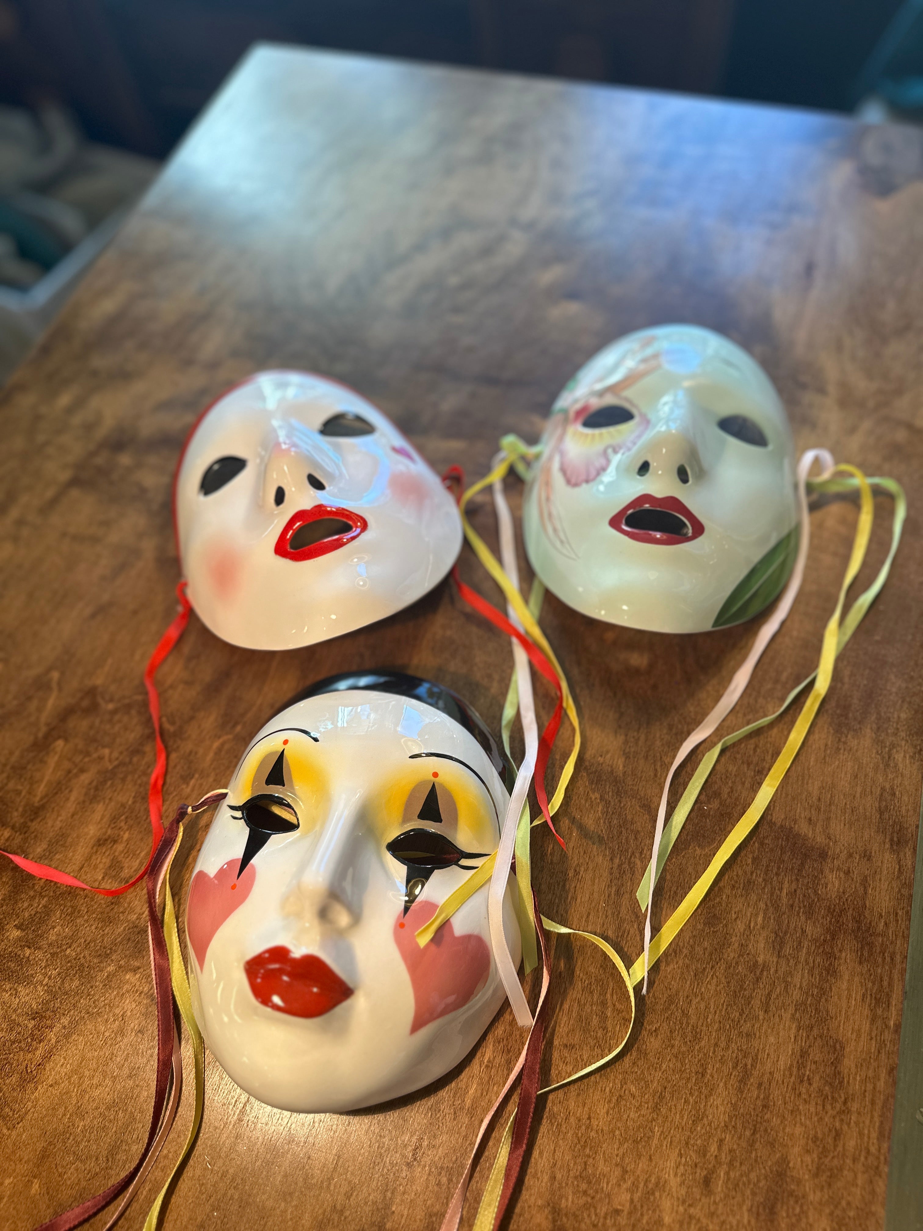 1978 Pelzman Designer Ceramic Carnival Masks – Set of Three