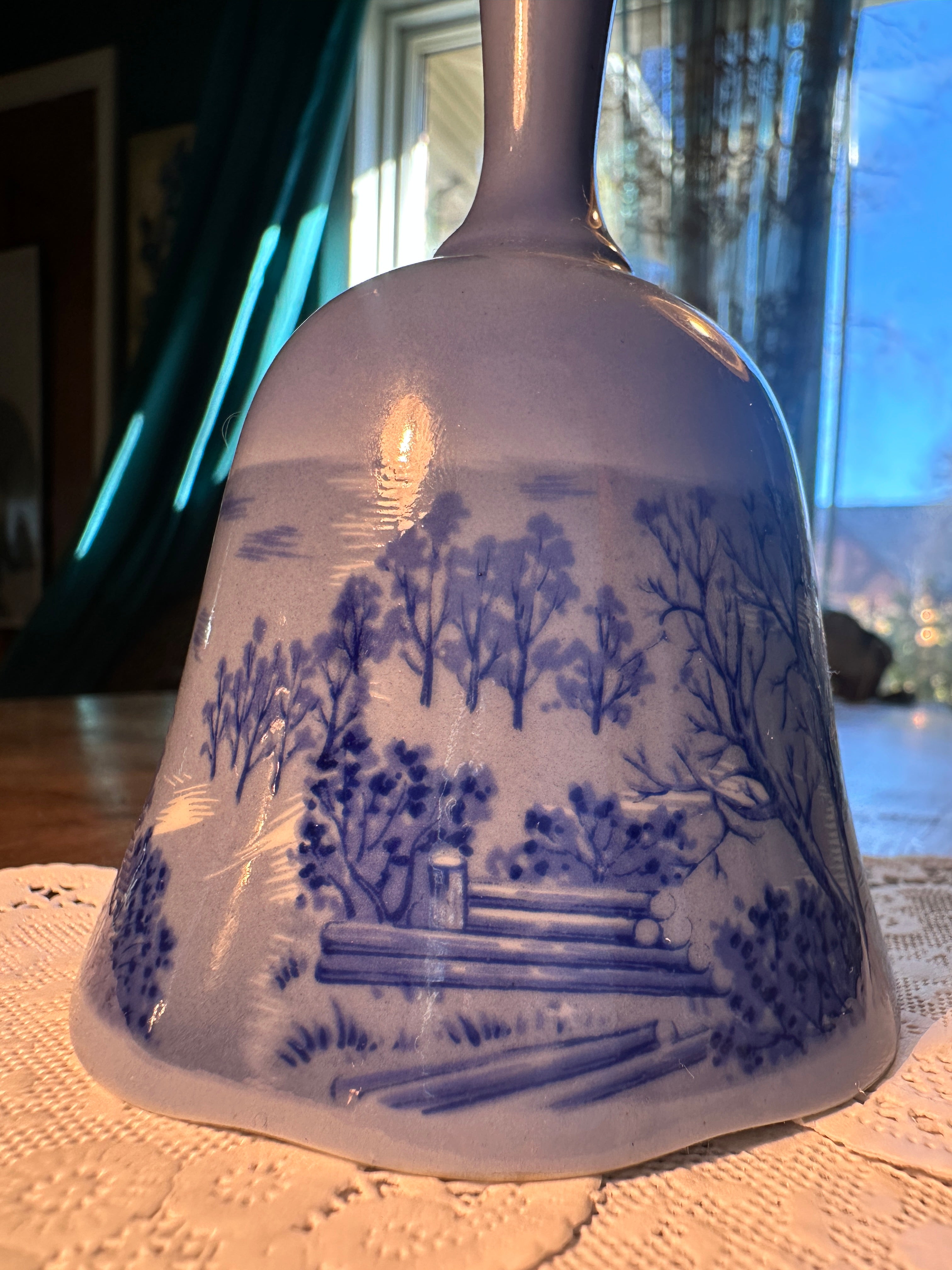 Vintage Delft Style Blue Porcelain Bell (c 1970s)
