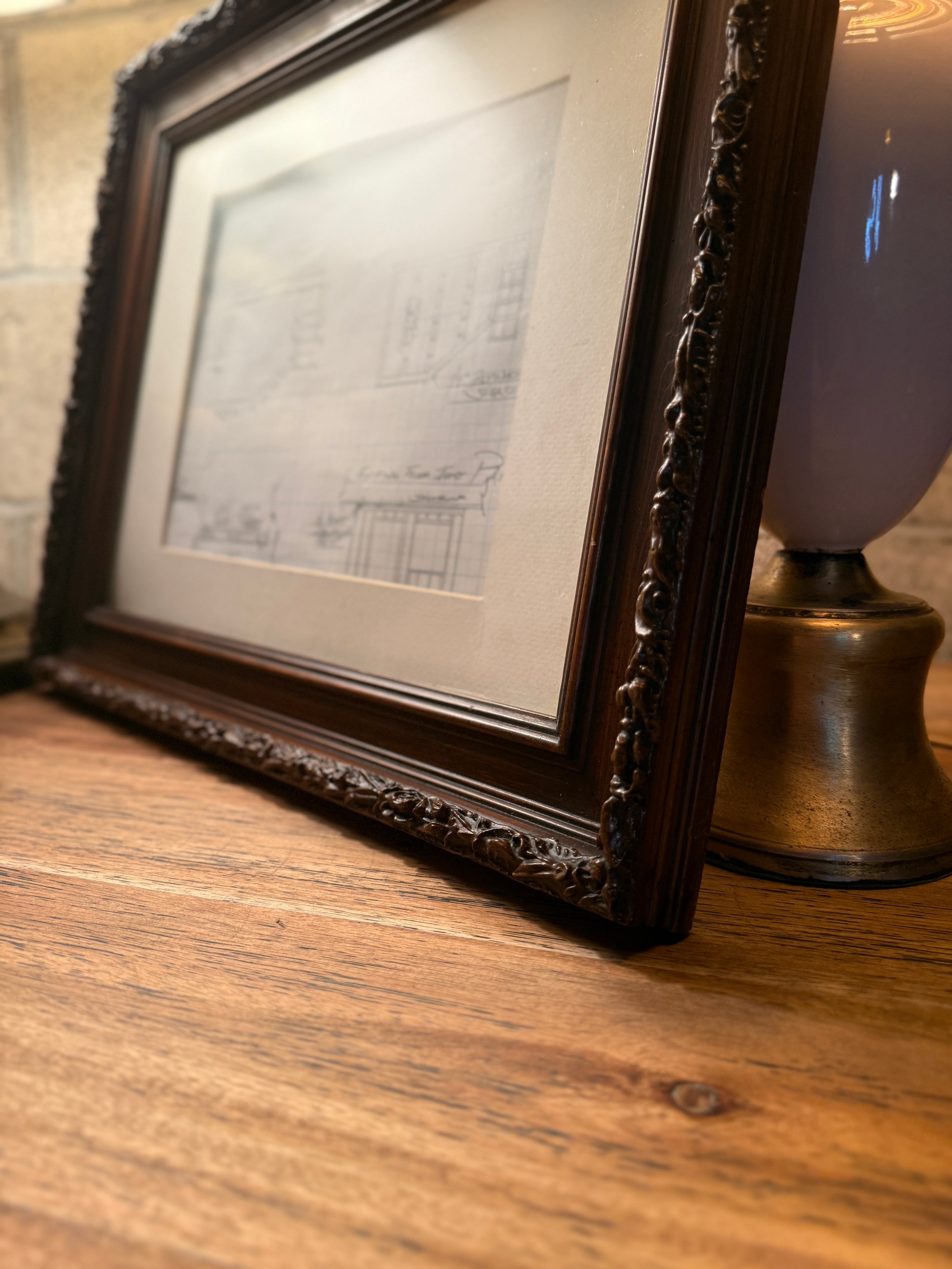 Antique Hand-Carved Wood Picture Frame | Late Victorian Floral Relief | c. 1890–1915