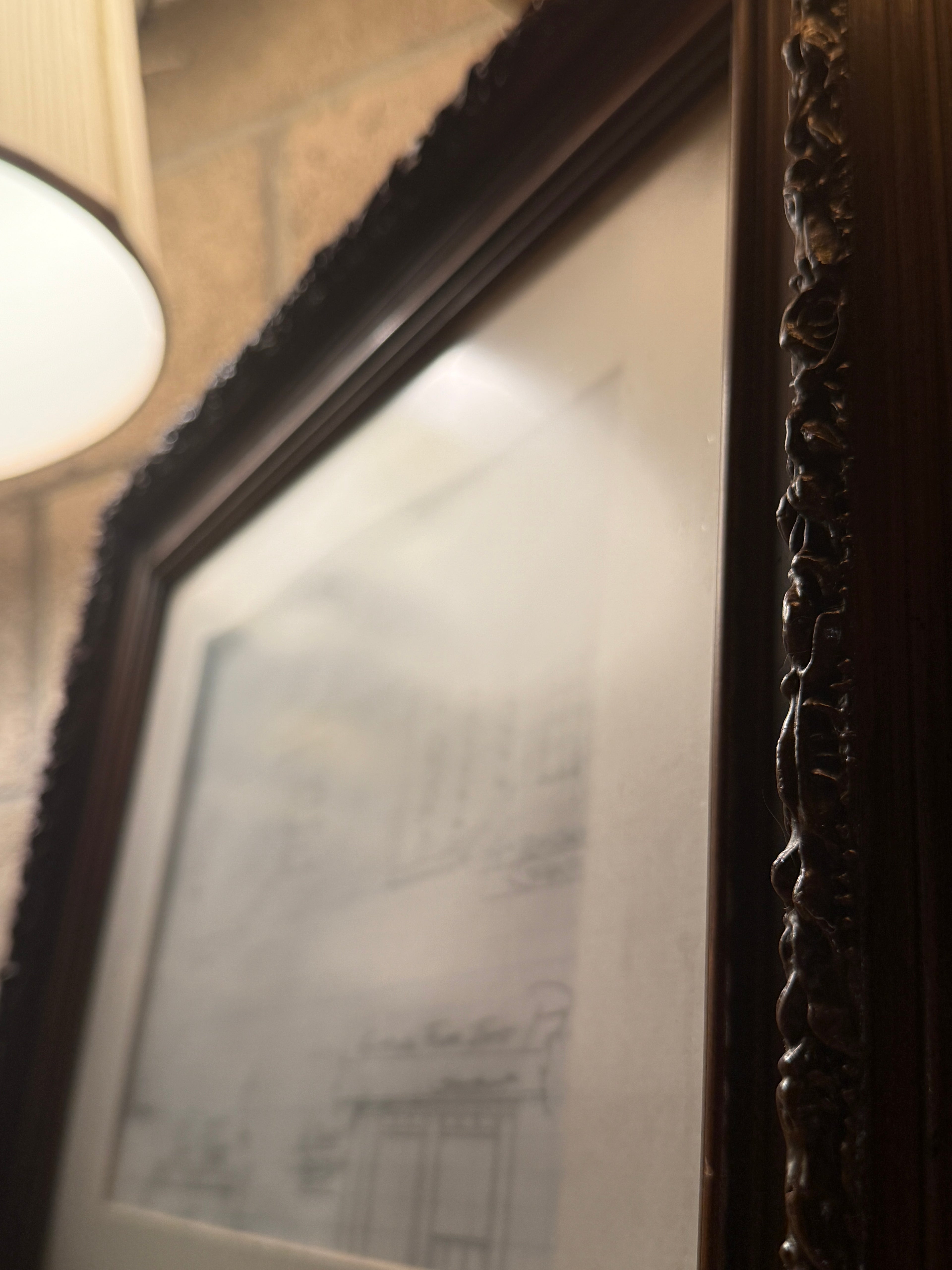 Antique Hand-Carved Wood Picture Frame | Late Victorian Floral Relief | c. 1890–1915