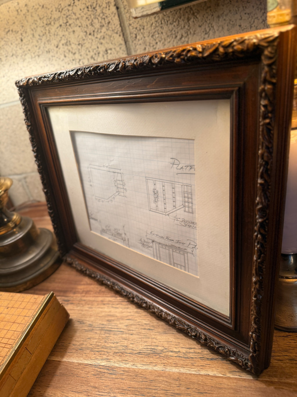 Antique Hand-Carved Wood Picture Frame | Late Victorian Floral Relief | c. 1890–1915