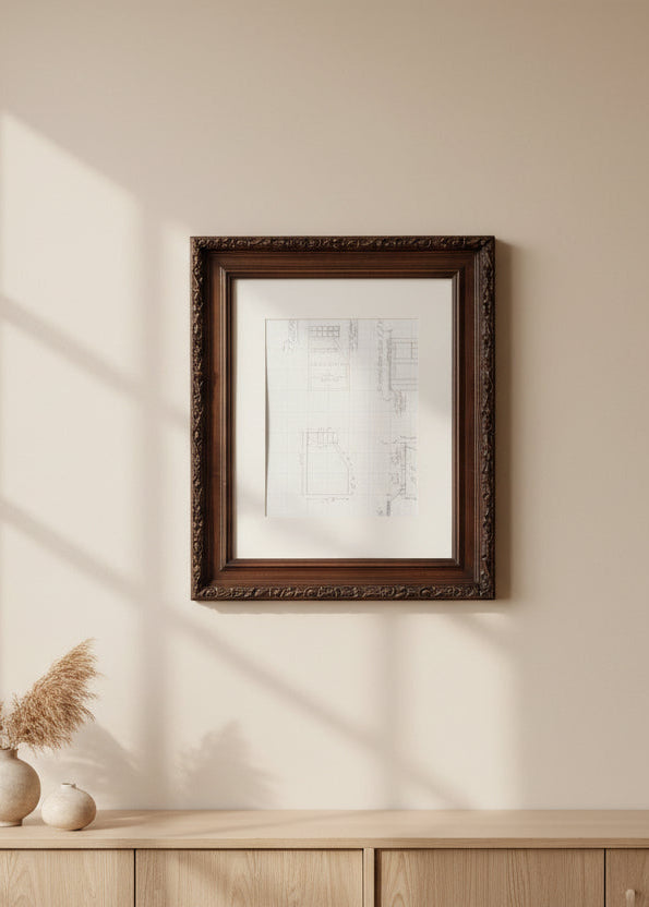 Antique Hand-Carved Wood Picture Frame | Late Victorian Floral Relief | c. 1890–1915