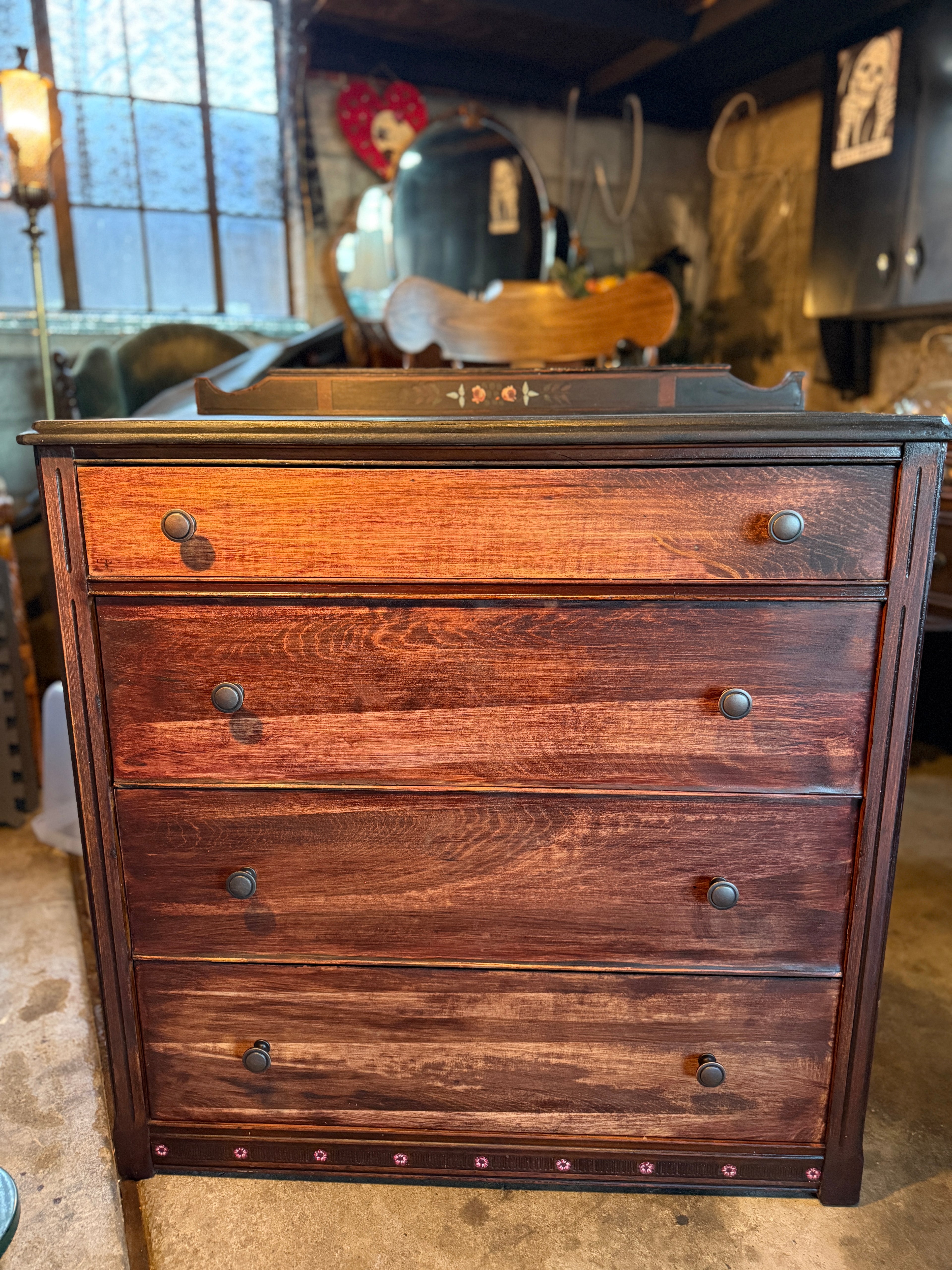Jasper Furniture Company Cottage Dresser with Original Floral Stenciling (c. 1905–1925)