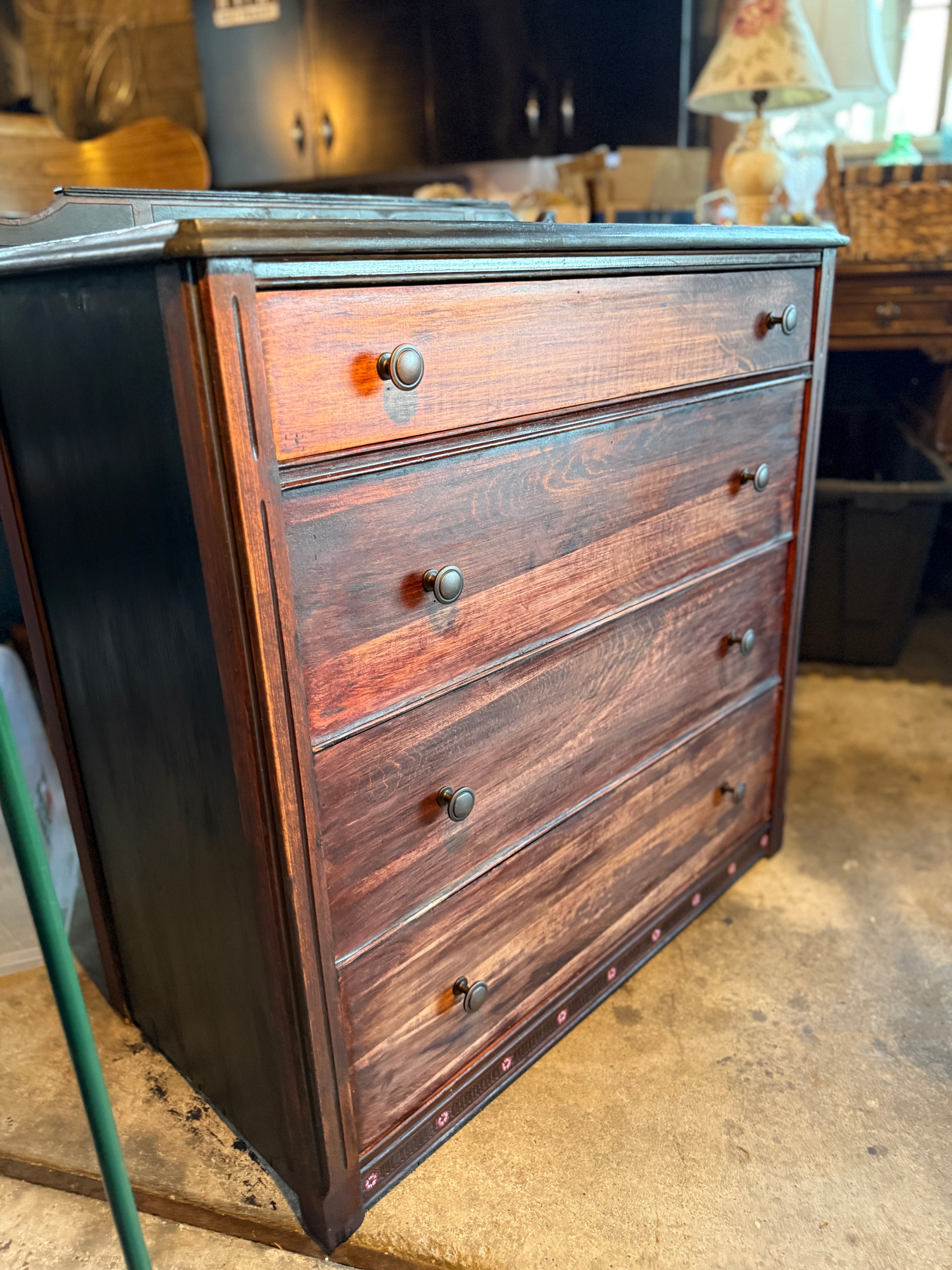Jasper Furniture Company Cottage Dresser with Original Floral Stenciling (c. 1905–1925)