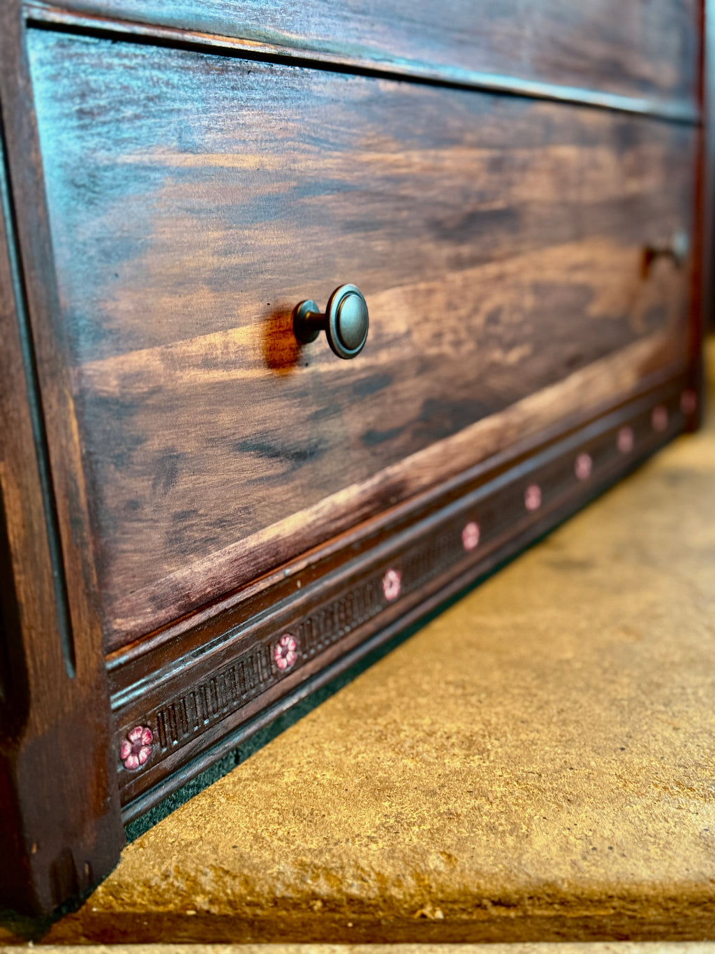 Jasper Furniture Company Cottage Dresser with Original Floral Stenciling (c. 1905–1925)
