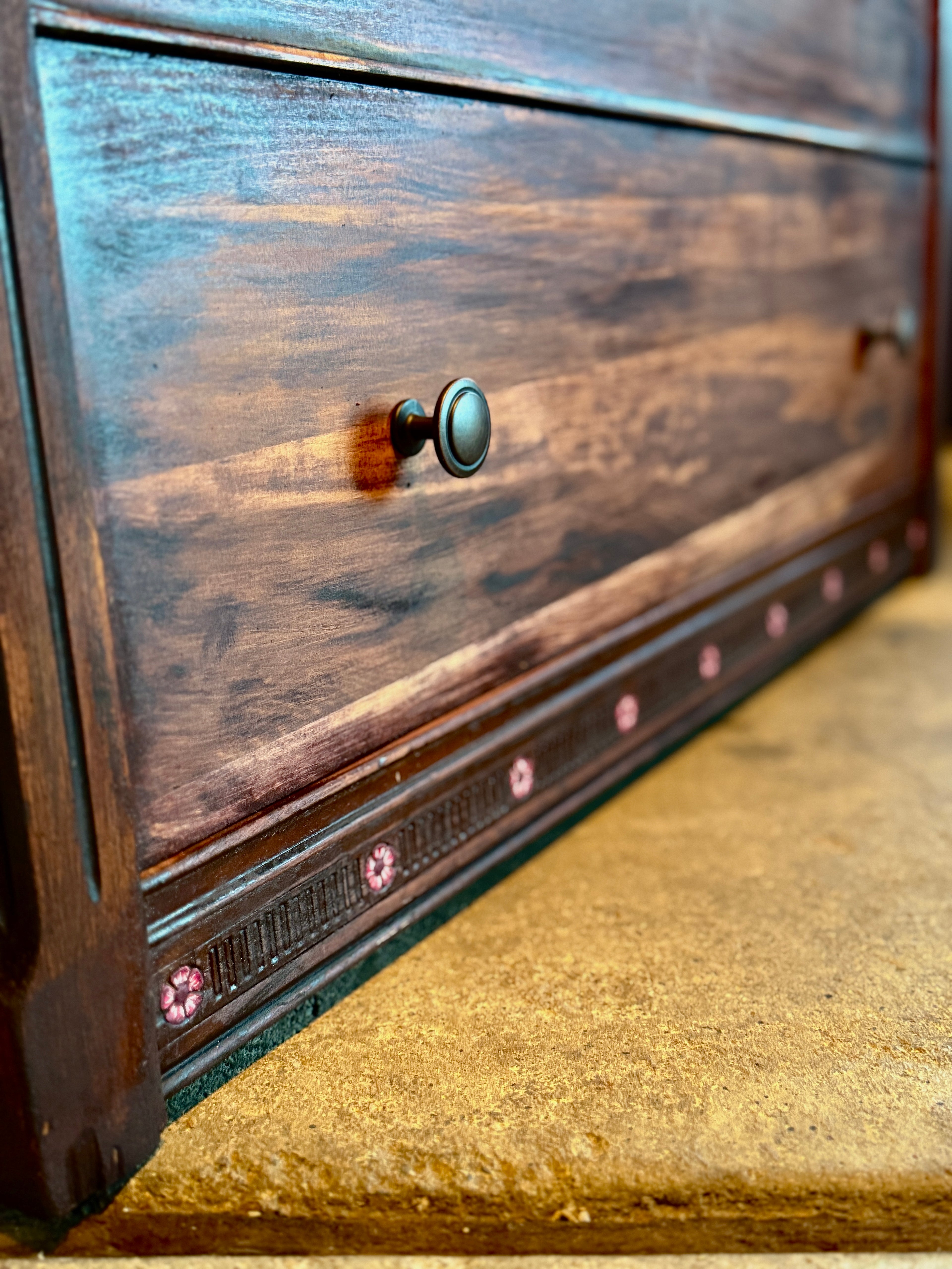 Jasper Furniture Company Cottage Dresser with Original Floral Stenciling (c. 1905–1925)