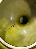 Vintage Avocado Green Drip Glaze Ceramic Tea Canister, c. 1965–1978