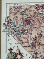 Vintage Jacques Liozu Nevada Pictorial Map, Framed, c. 1946–1949