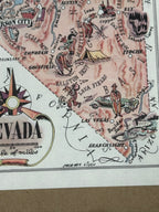 Vintage Jacques Liozu Nevada Pictorial Map, Framed, c. 1946–1949
