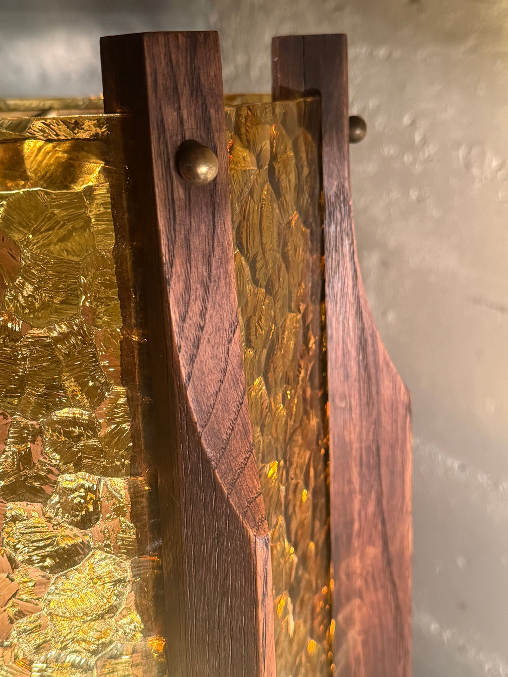 Early 20th-Century Amber Glass & Wood  Hanging Lantern Converted Table Lamp