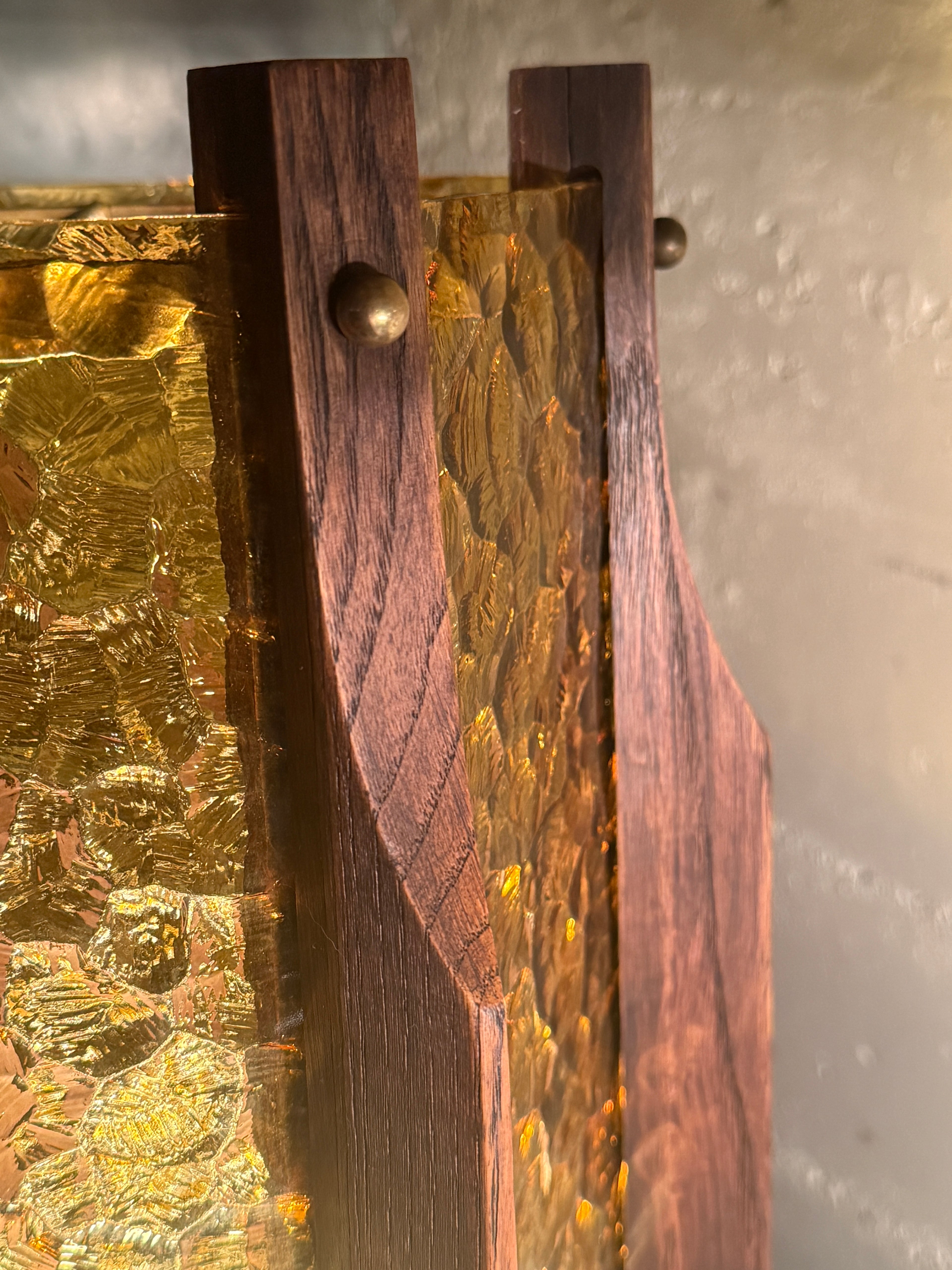 Early 20th-Century Amber Glass & Wood  Hanging Lantern Converted Table Lamp