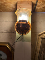Vintage Copper Wall Sconce with Hobnail Glass Shade, c. 1920s–1940s