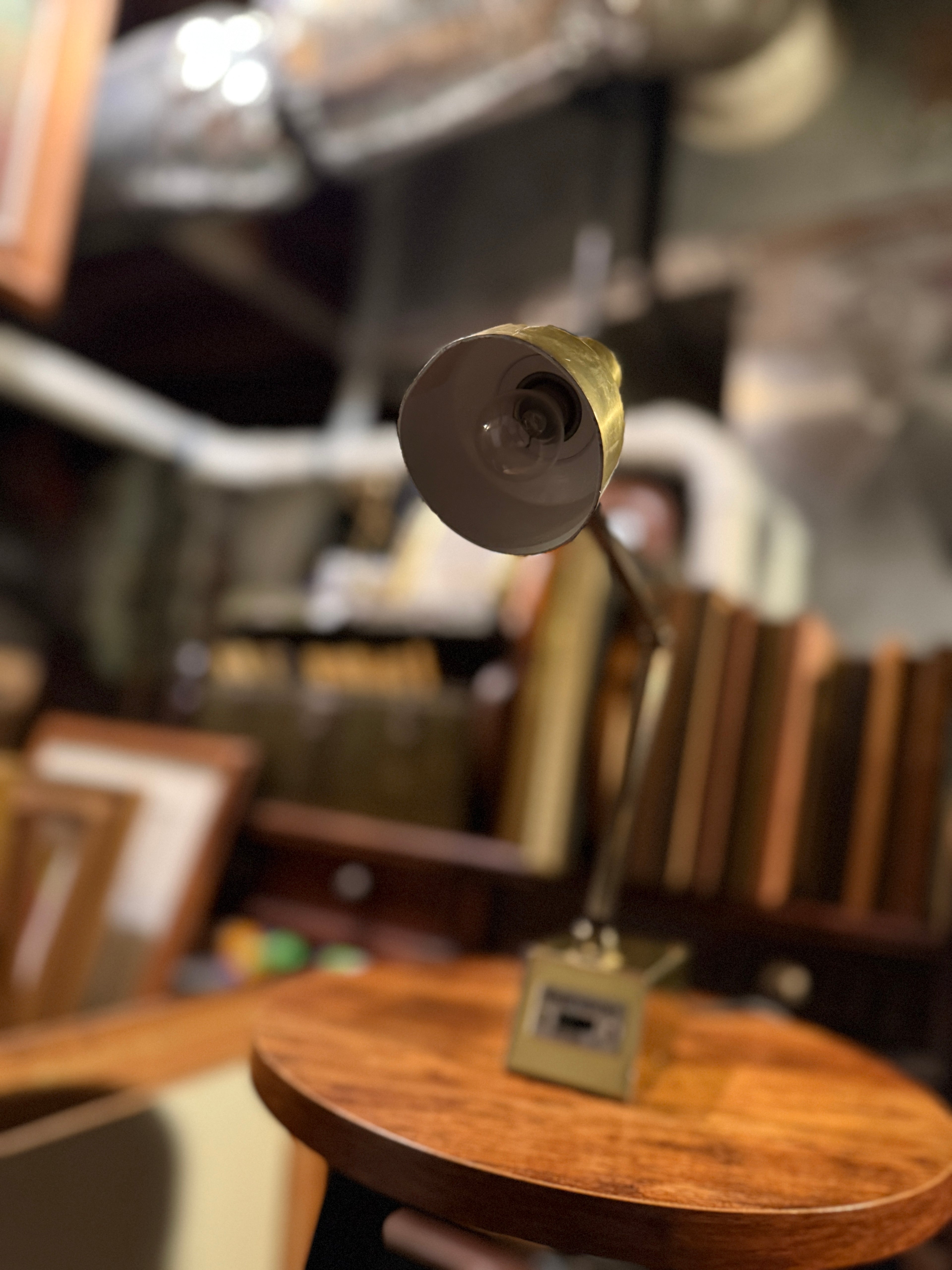 Vintage Articulated Brass Desk Lamp with Weighted Base, c. 1960s–1970s