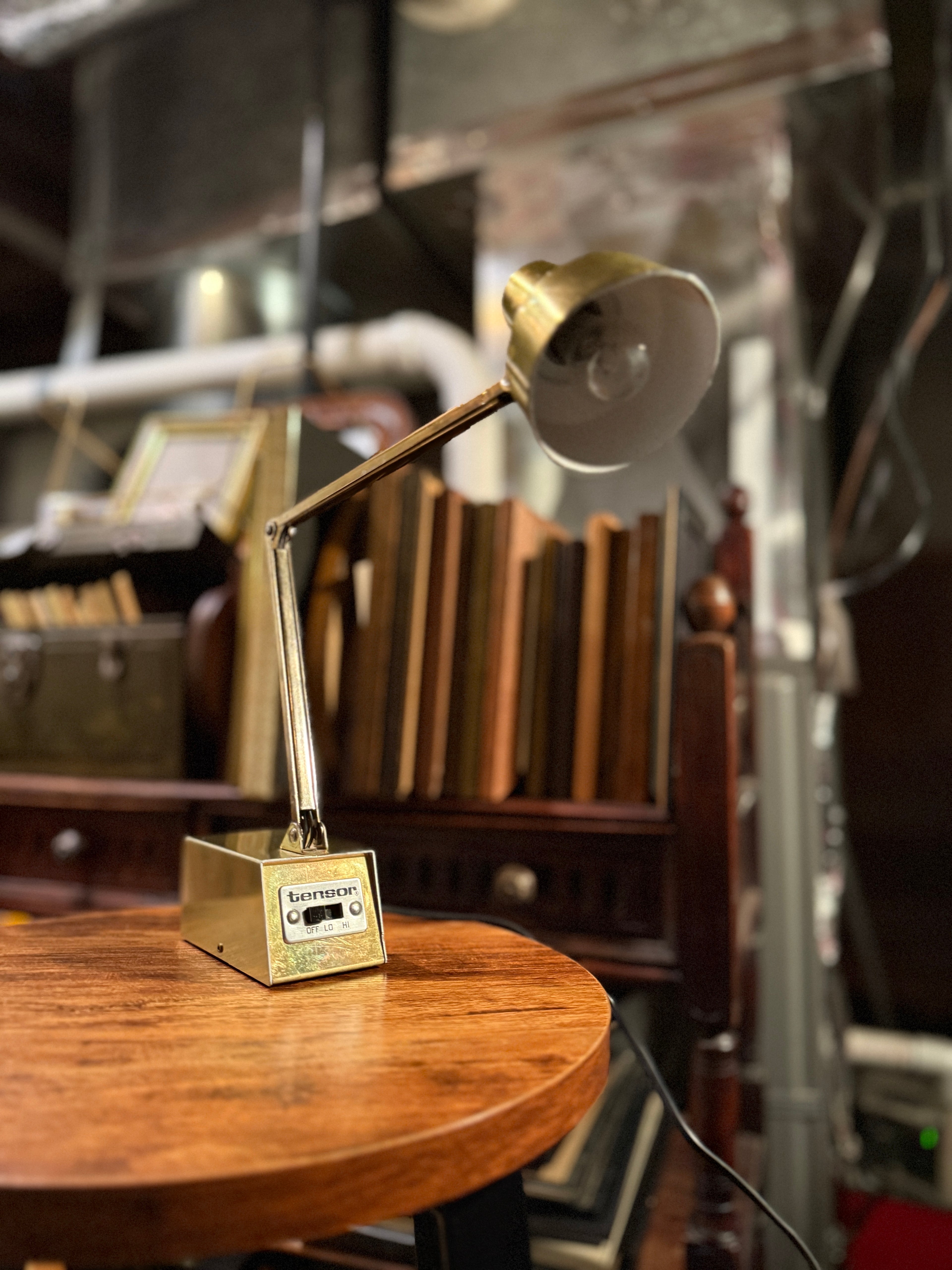 Vintage Articulated Brass Desk Lamp with Weighted Base, c. 1960s–1970s