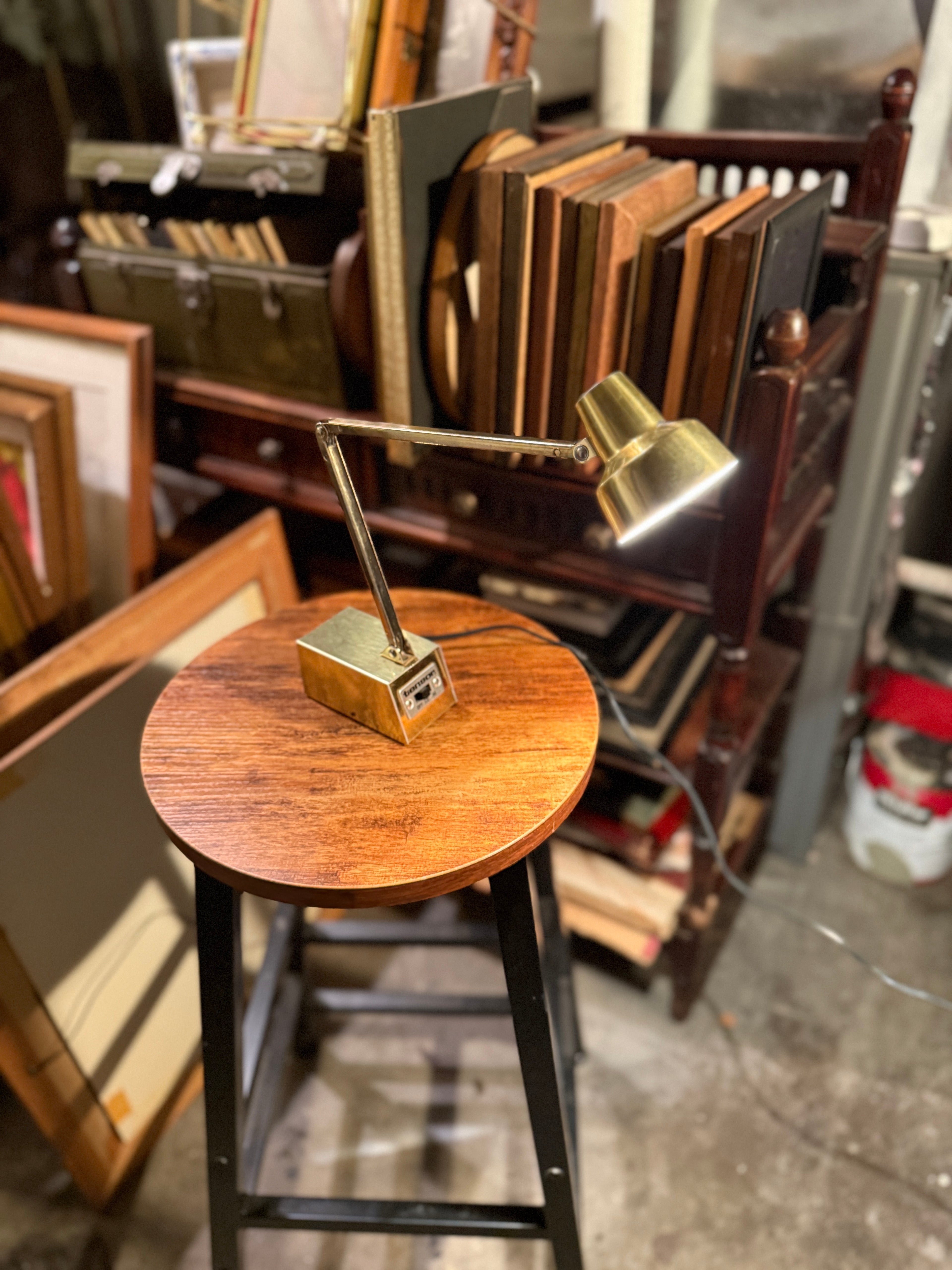 Vintage Articulated Brass Desk Lamp with Weighted Base, c. 1960s–1970s