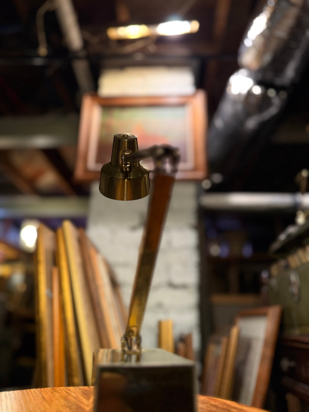 Vintage Articulated Brass Desk Lamp with Weighted Base, c. 1960s–1970s