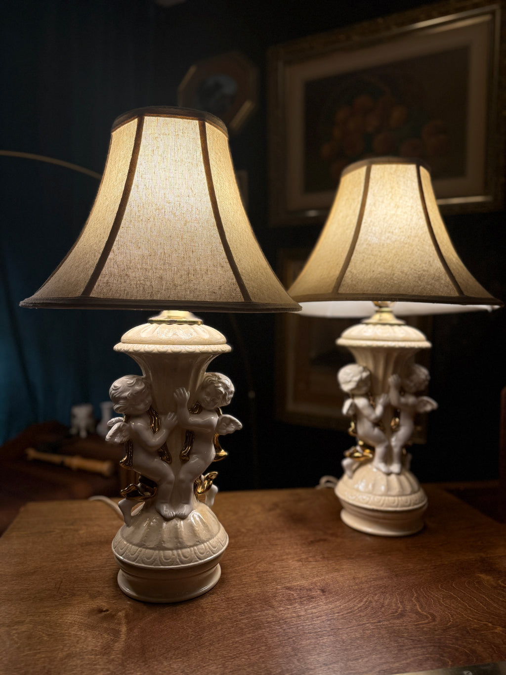 Pair of Mid-Century Italian-Style Cherub Table Lamps (c. 1950s–1960s)