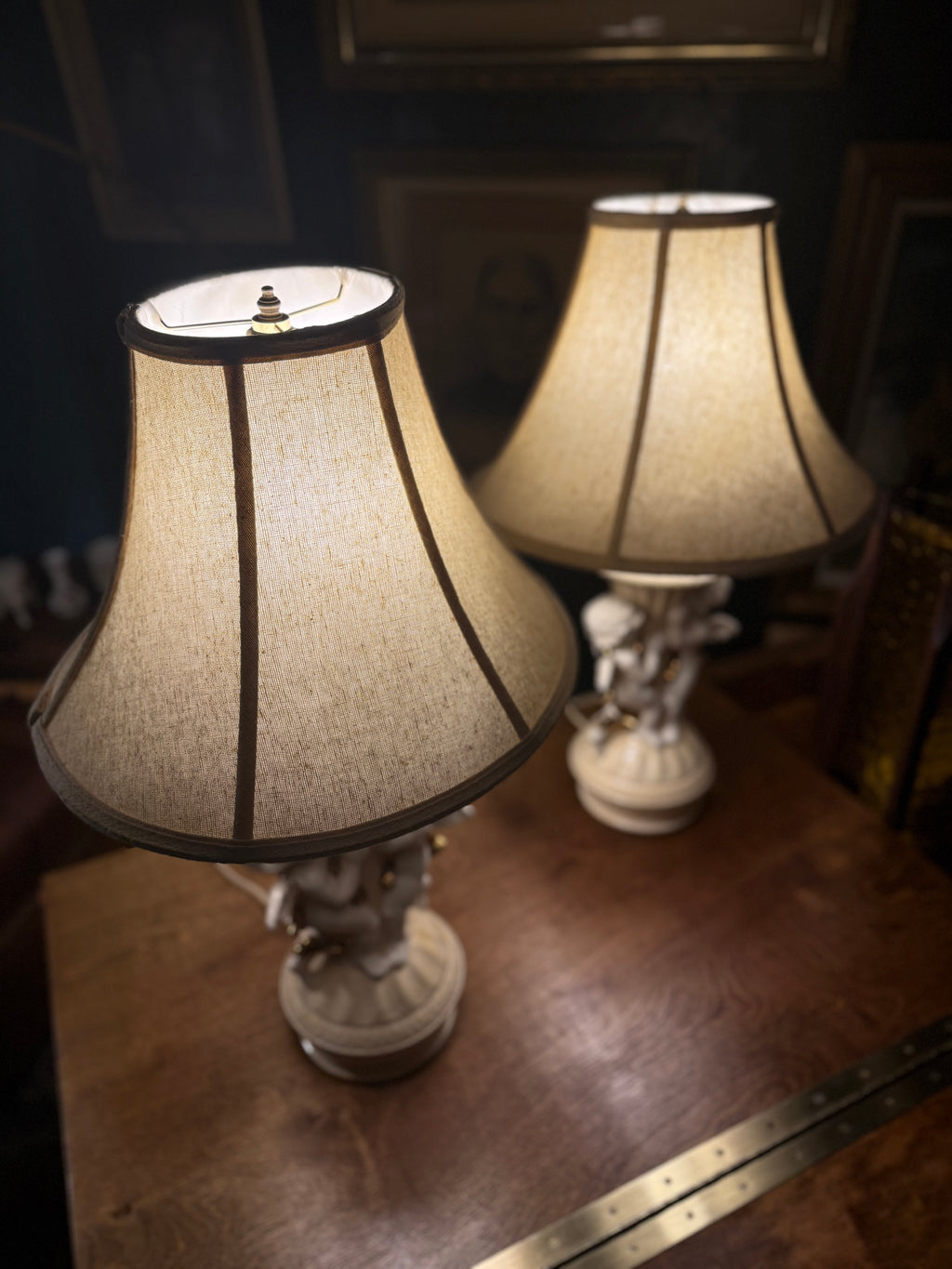 Pair of Mid-Century Italian-Style Cherub Table Lamps (c. 1950s–1960s)