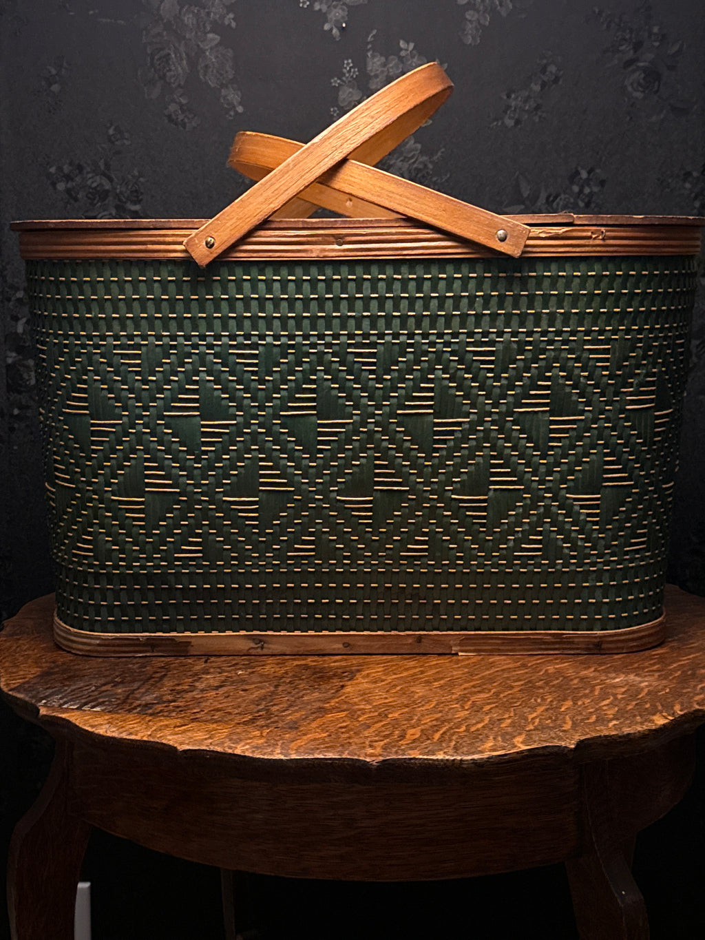 Mid-Century Woven Picnic Basket by The Redmon Company, Peru, Indiana — Circa 1955–1960