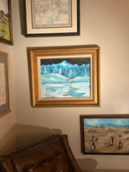 Mid-Century Winter Mountain Landscape Painting by Petersen c.1950–1970