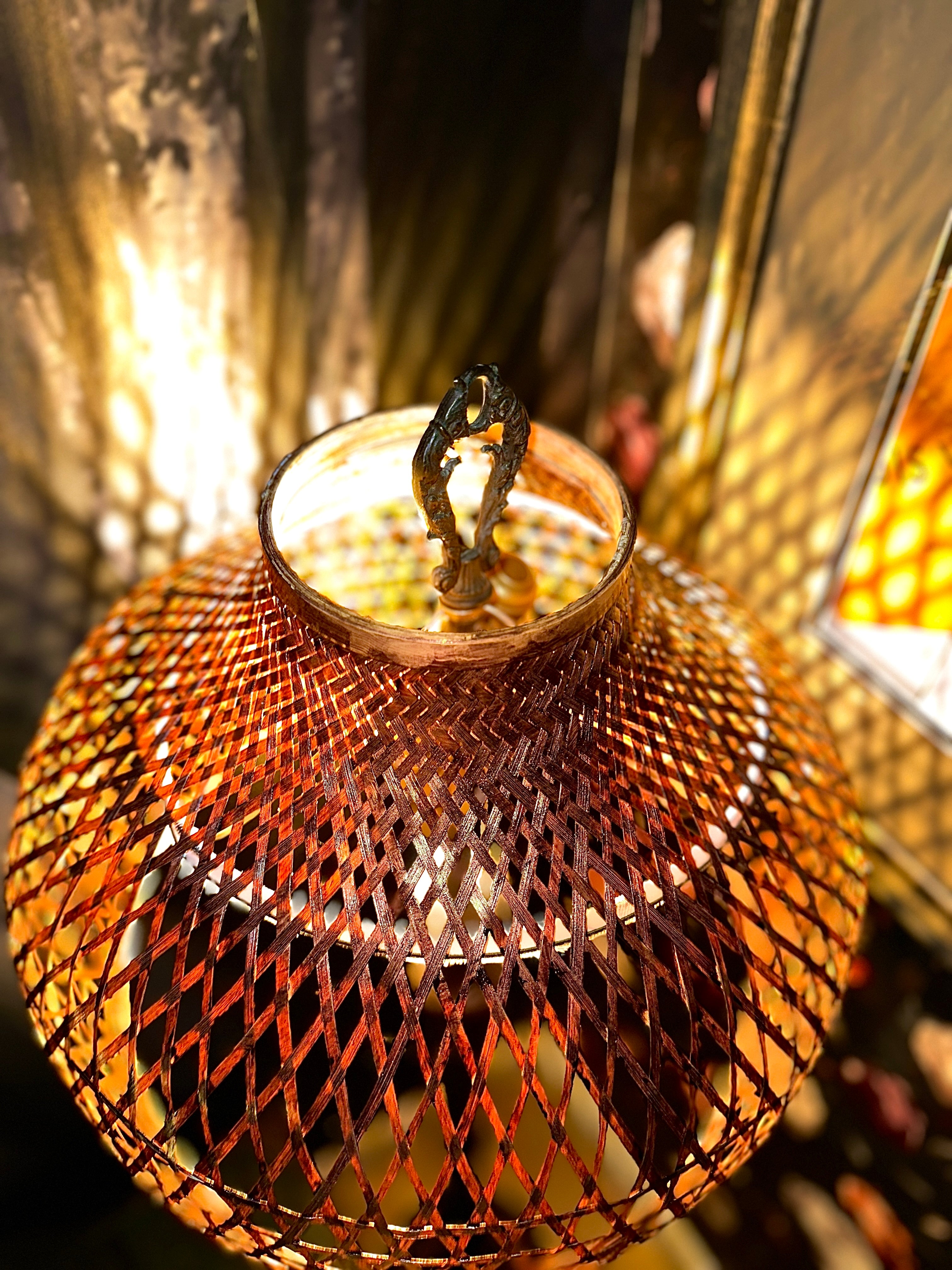 Colonial Revival Floor Lamp with Rattan Shade — c. 1920–1935, Original Leviton Sockets