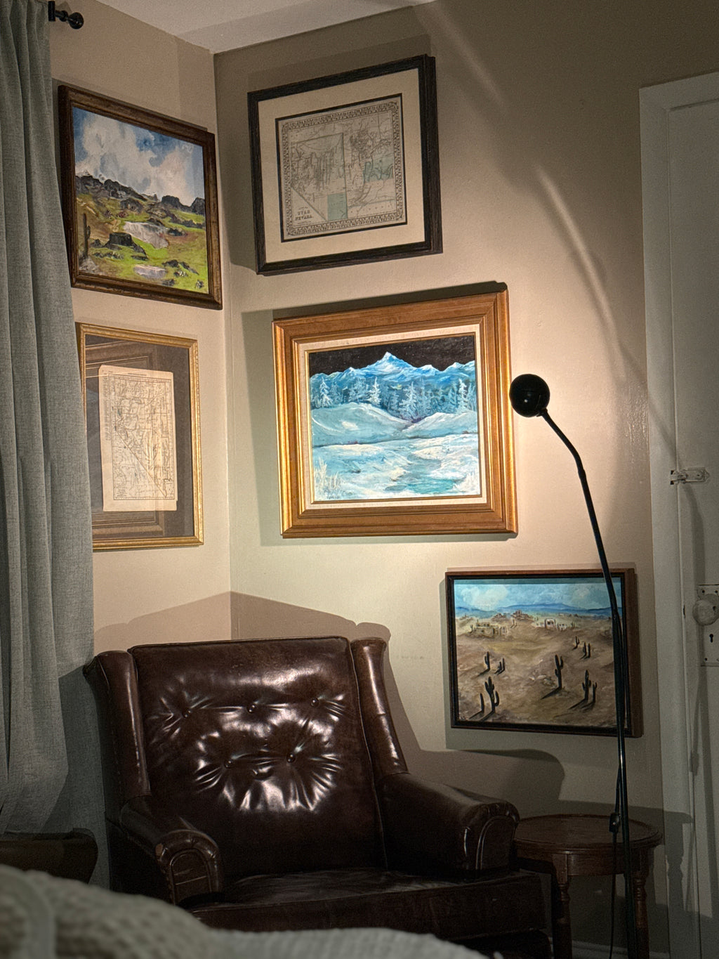 Mid-Century Winter Mountain Landscape Painting by Petersen c.1950–1970