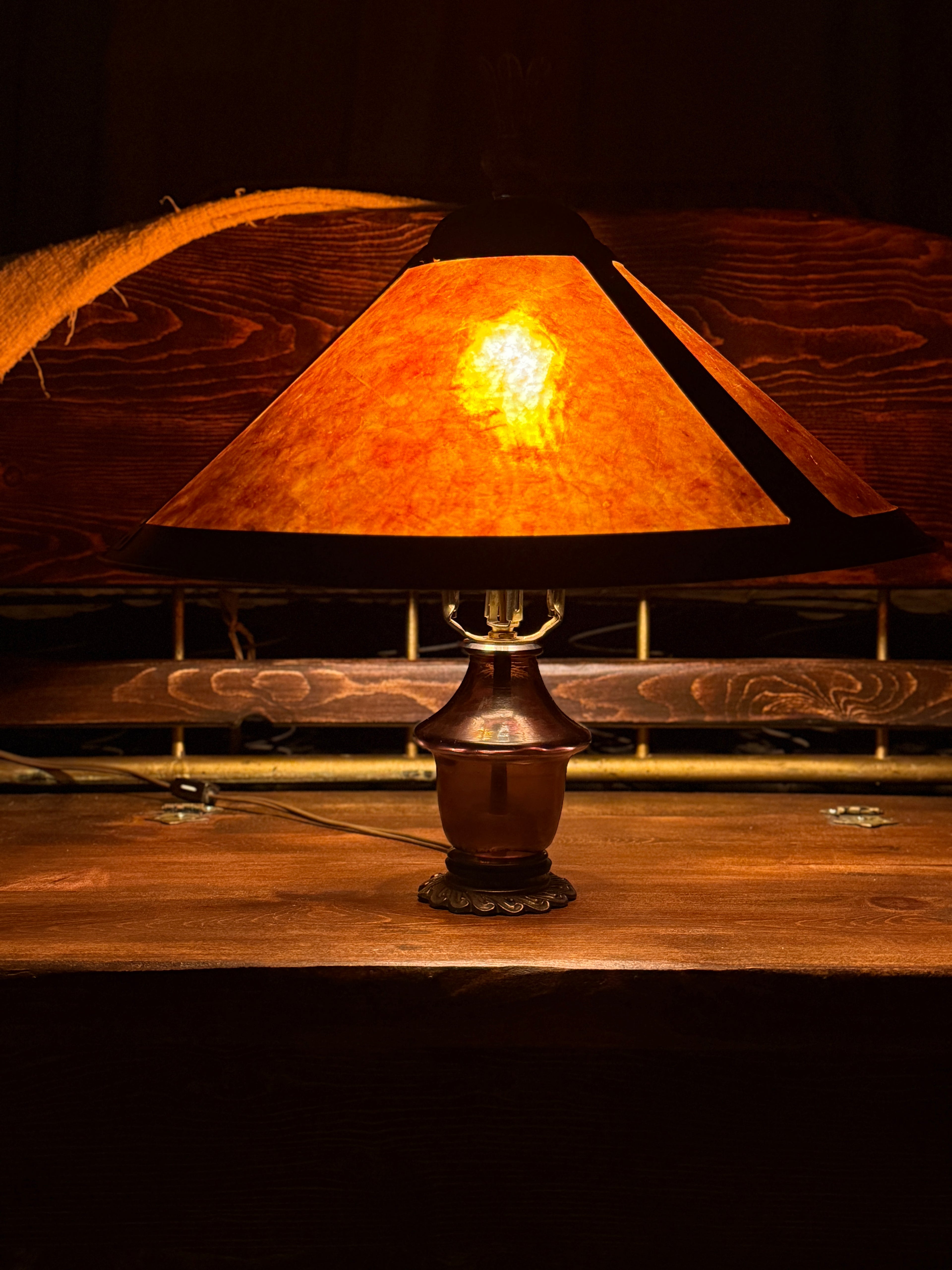 Assembled Amethyst Glass Table Lamp Fabricated by Viridian Eclection c.1880–1920