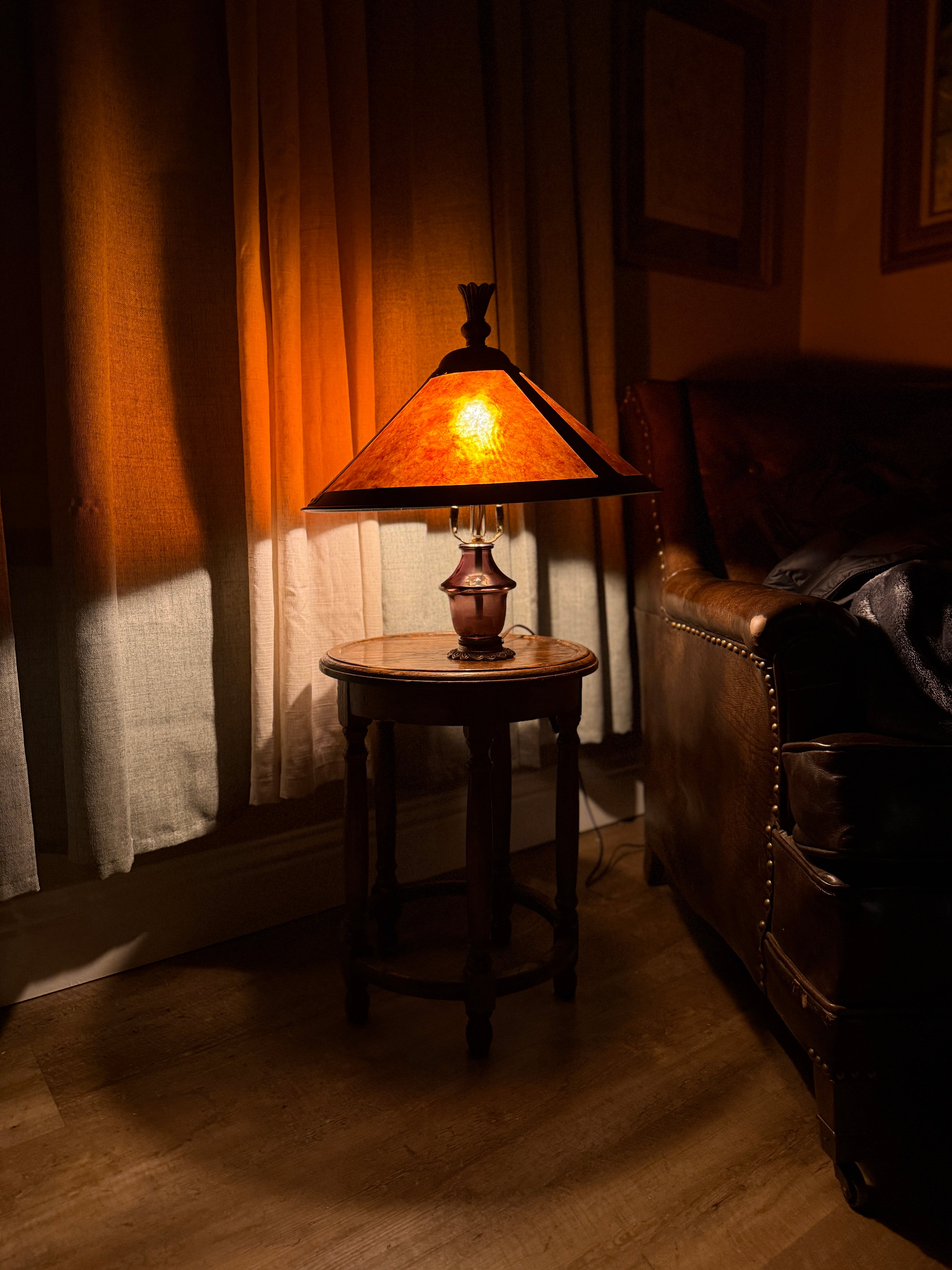 Assembled Amethyst Glass Table Lamp Fabricated by Viridian Eclection c.1880–1920