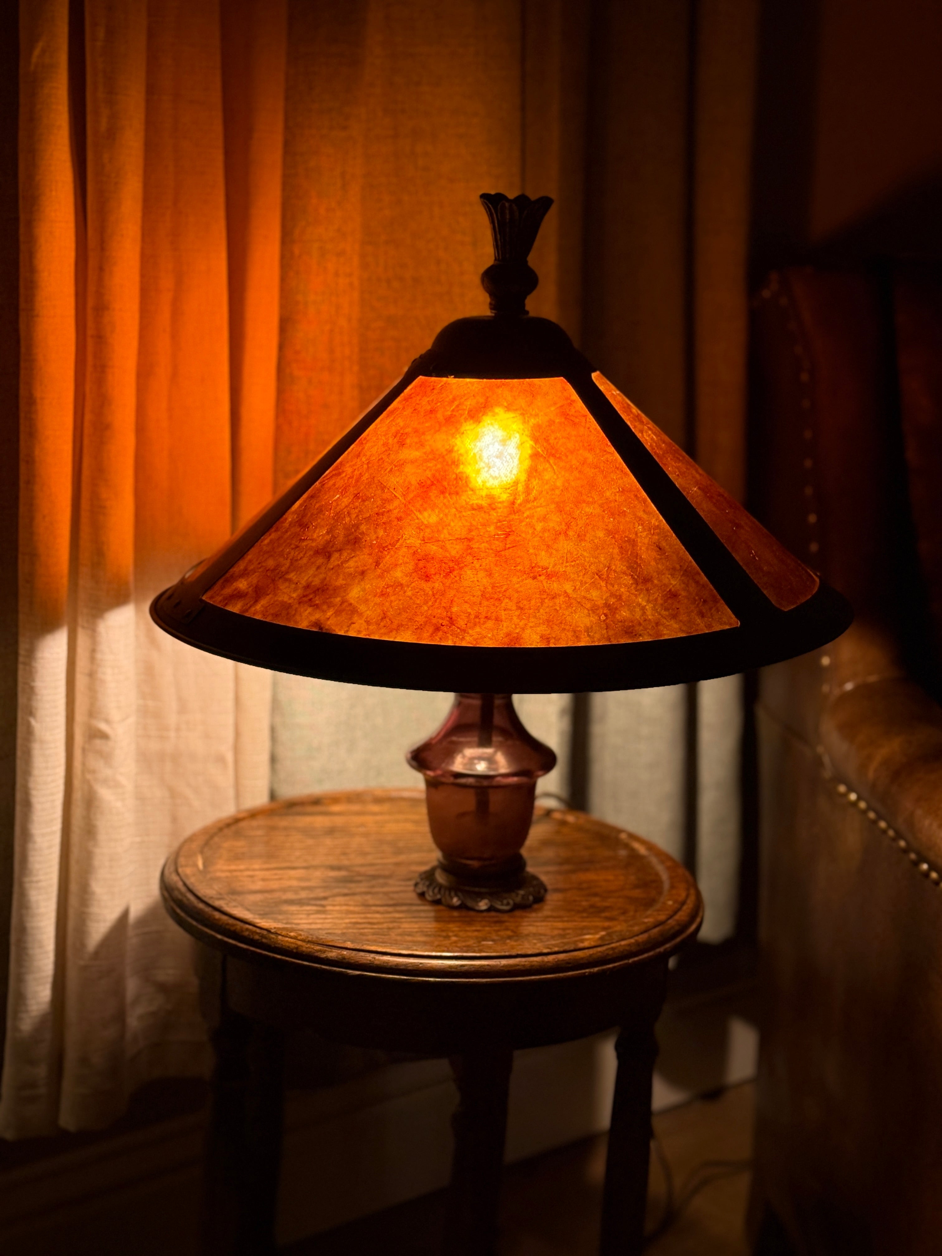 Assembled Amethyst Glass Table Lamp Fabricated by Viridian Eclection c.1880–1920