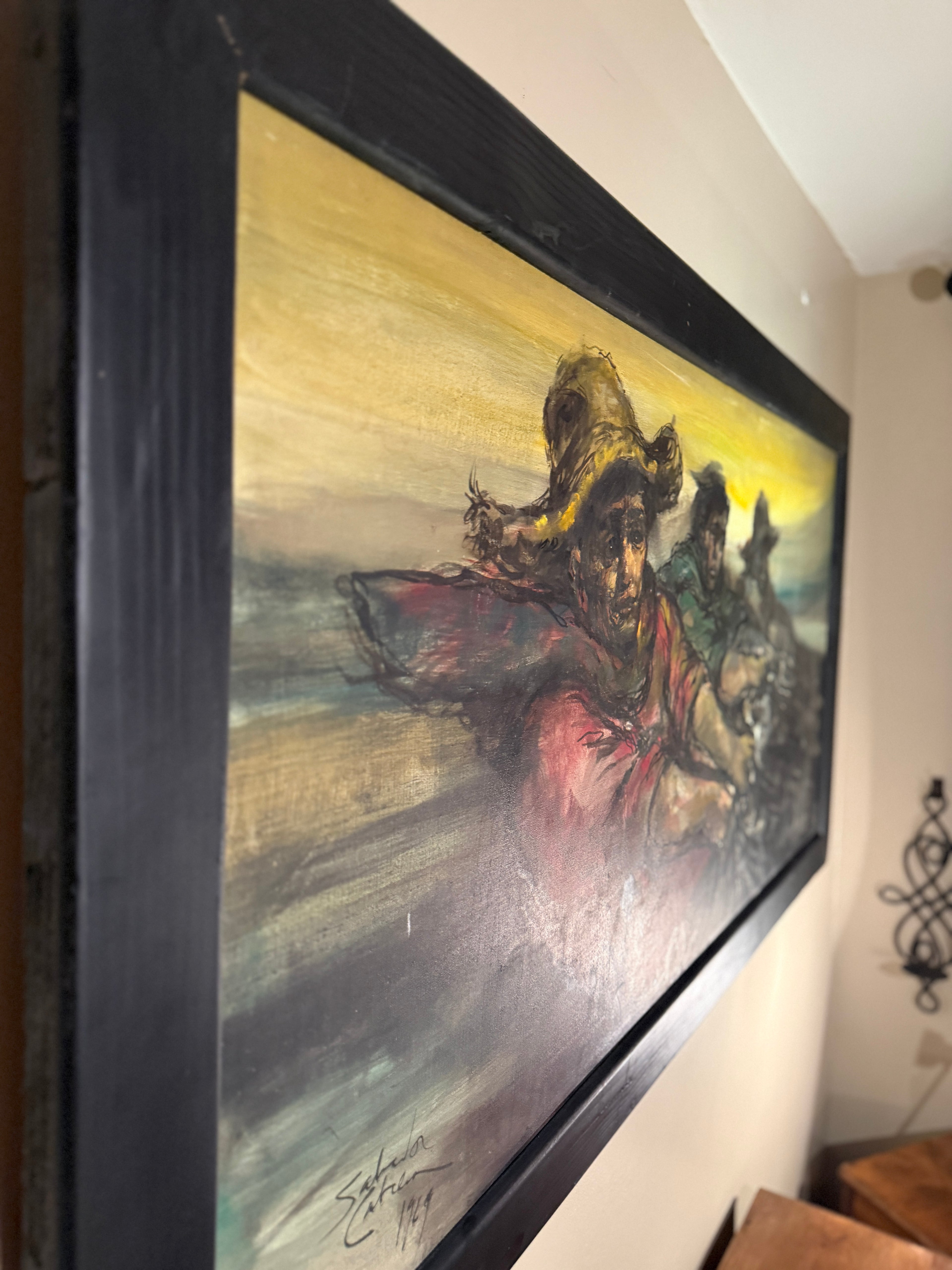 Salvador Cabrera Filipino Social Realism Painting c.1969 – Fishermen Oil on Canvas, 30×60