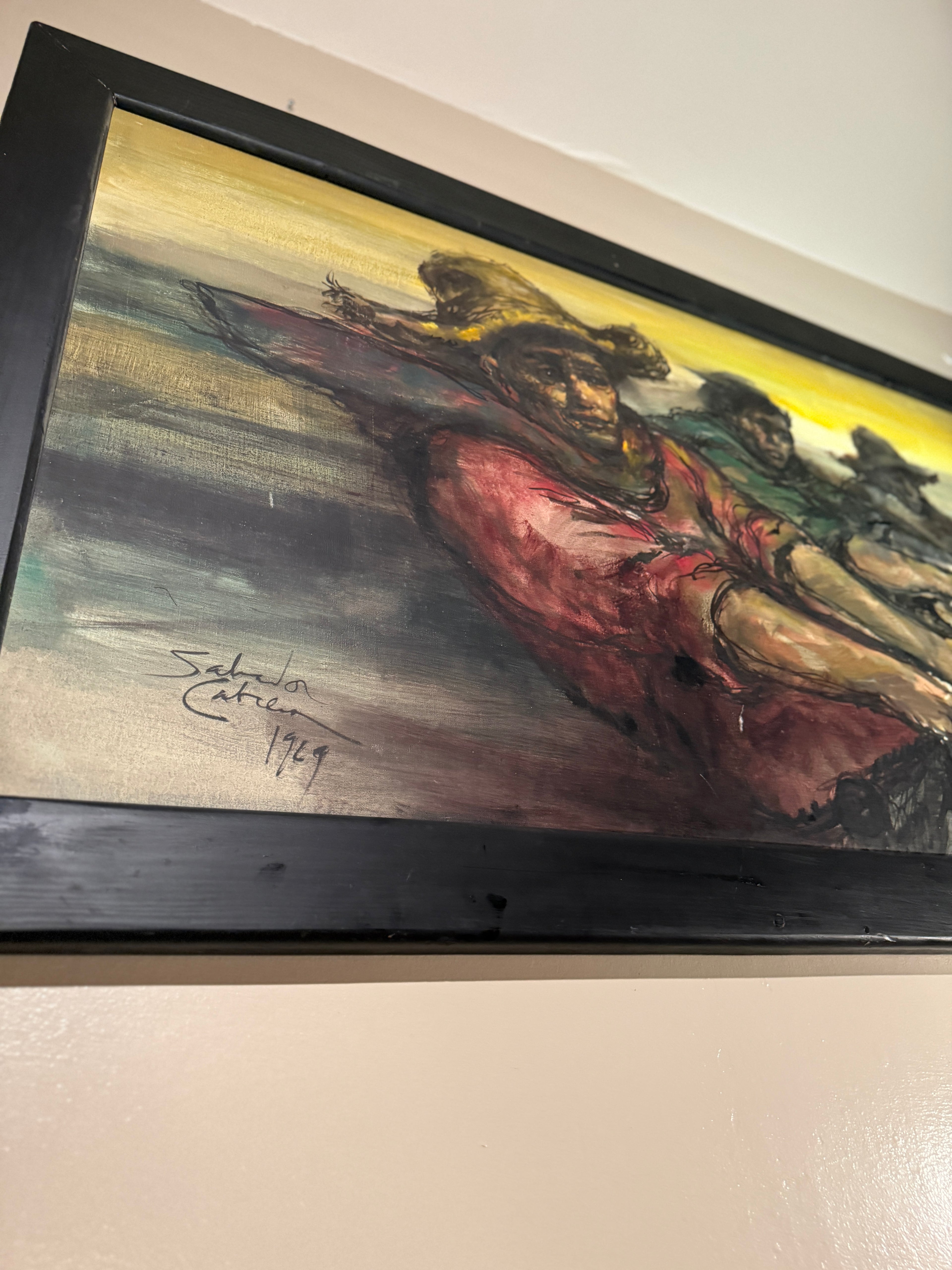 Salvador Cabrera Filipino Social Realism Painting c.1969 – Fishermen Oil on Canvas, 30×60