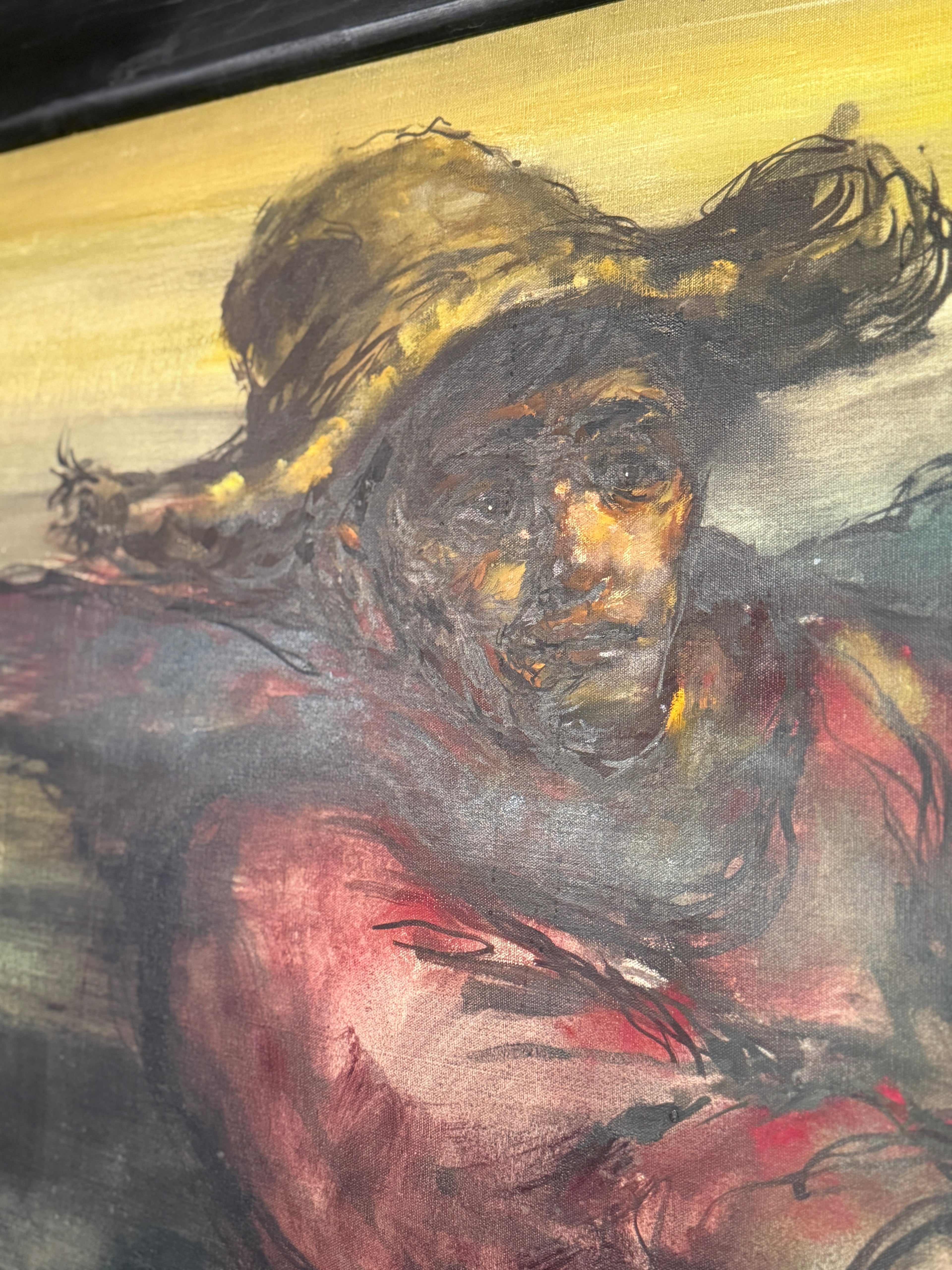 Salvador Cabrera Filipino Social Realism Painting c.1969 – Fishermen Oil on Canvas, 30×60