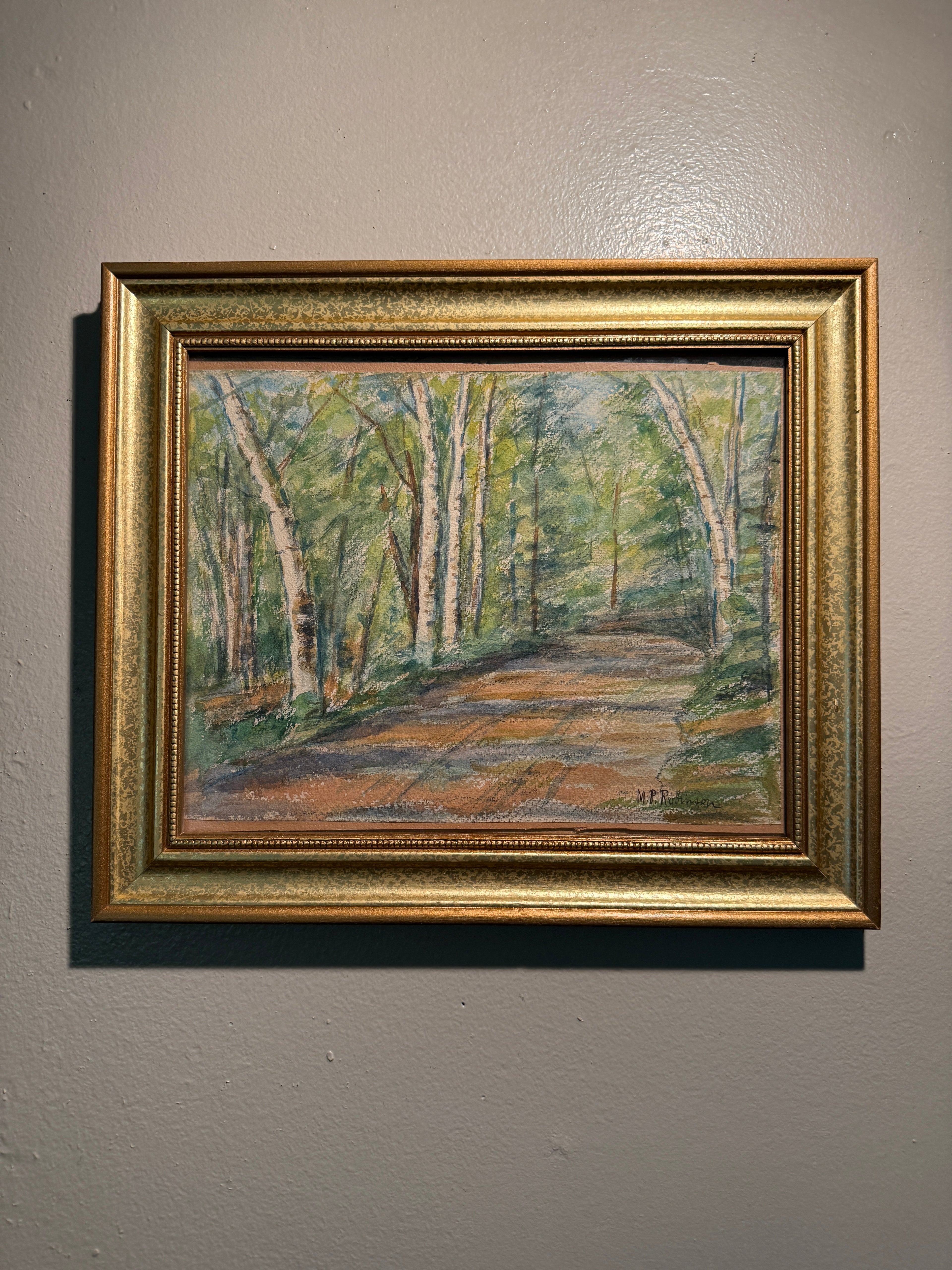 Vintage Landscape Wall Art Original Colored Pencil Drawing Framed