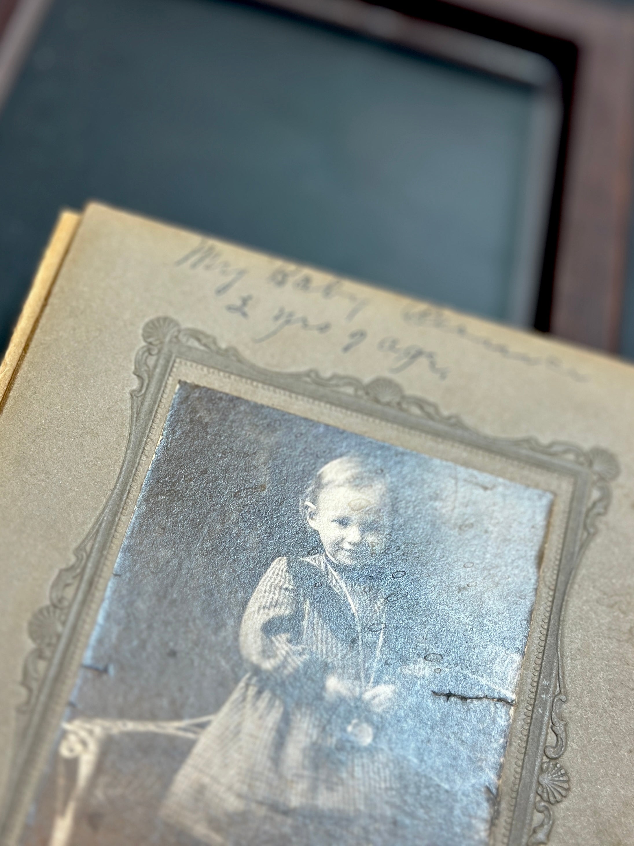 Antique Portrait of Young Girl – c.1900 Cabinet Card with Handwriting | Viridian Eclection