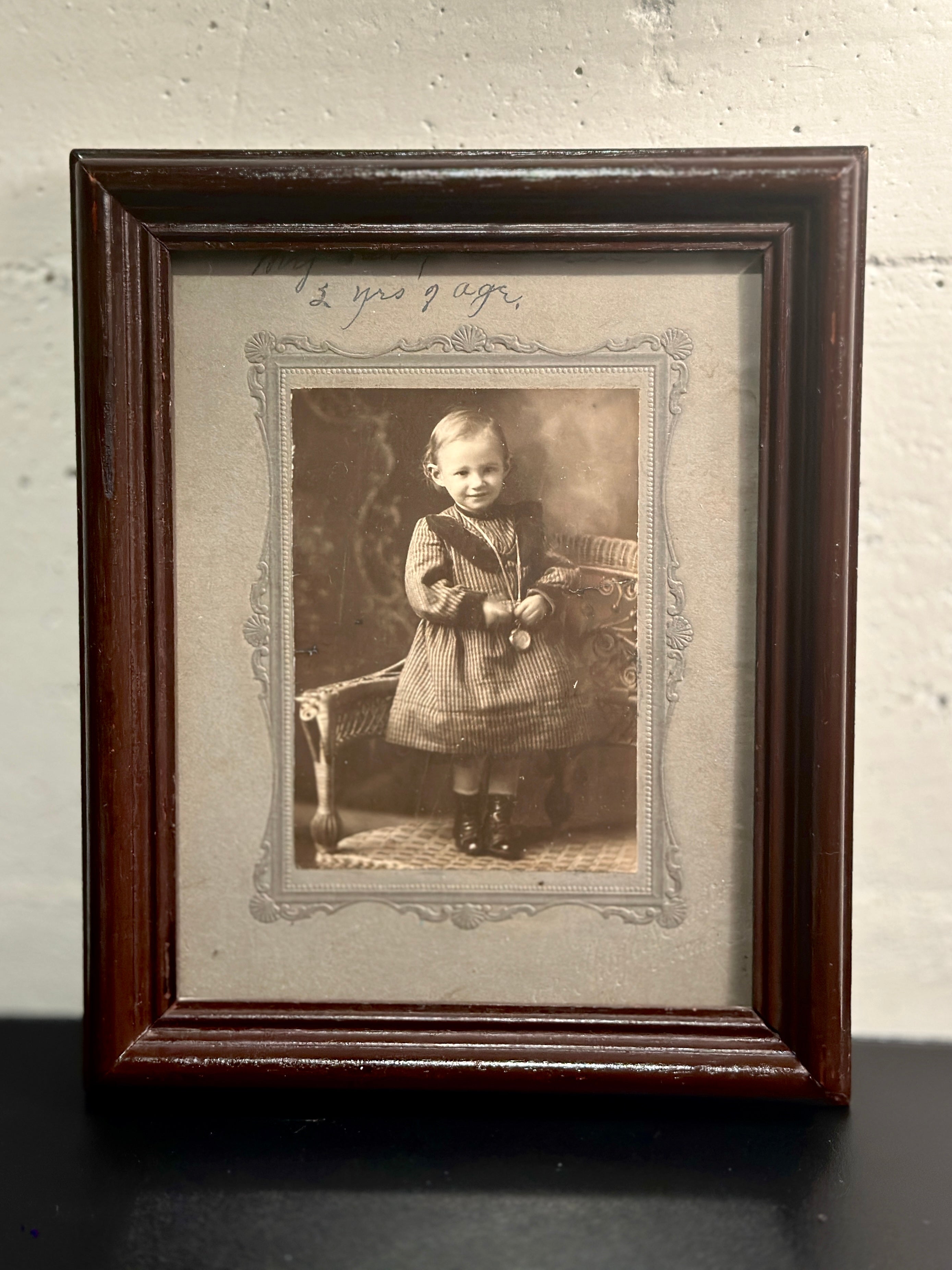 Antique Portrait of Young Girl – c.1900 Cabinet Card with Handwriting | Viridian Eclection