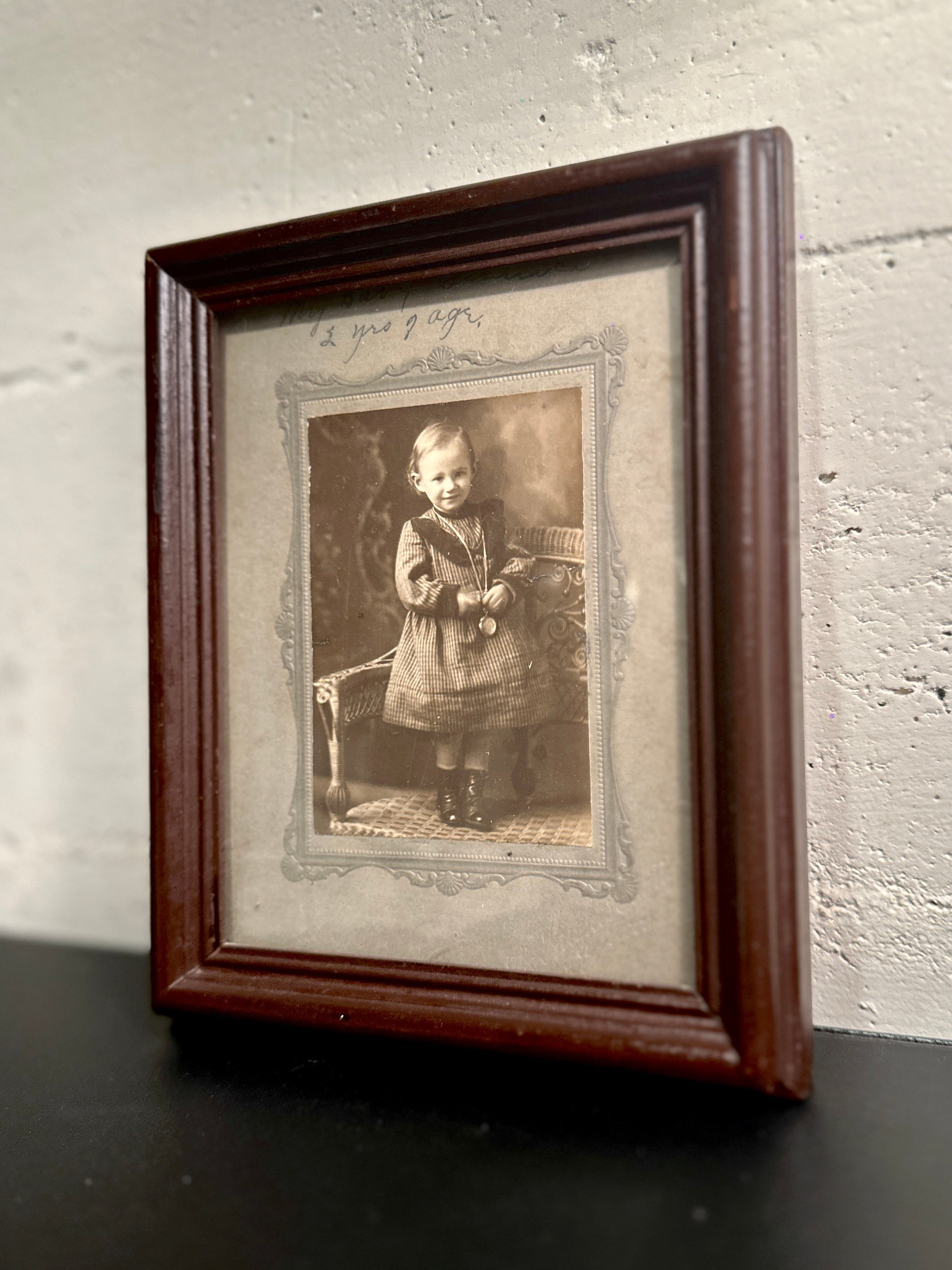 Antique Portrait of Young Girl – c.1900 Cabinet Card with Handwriting | Viridian Eclection