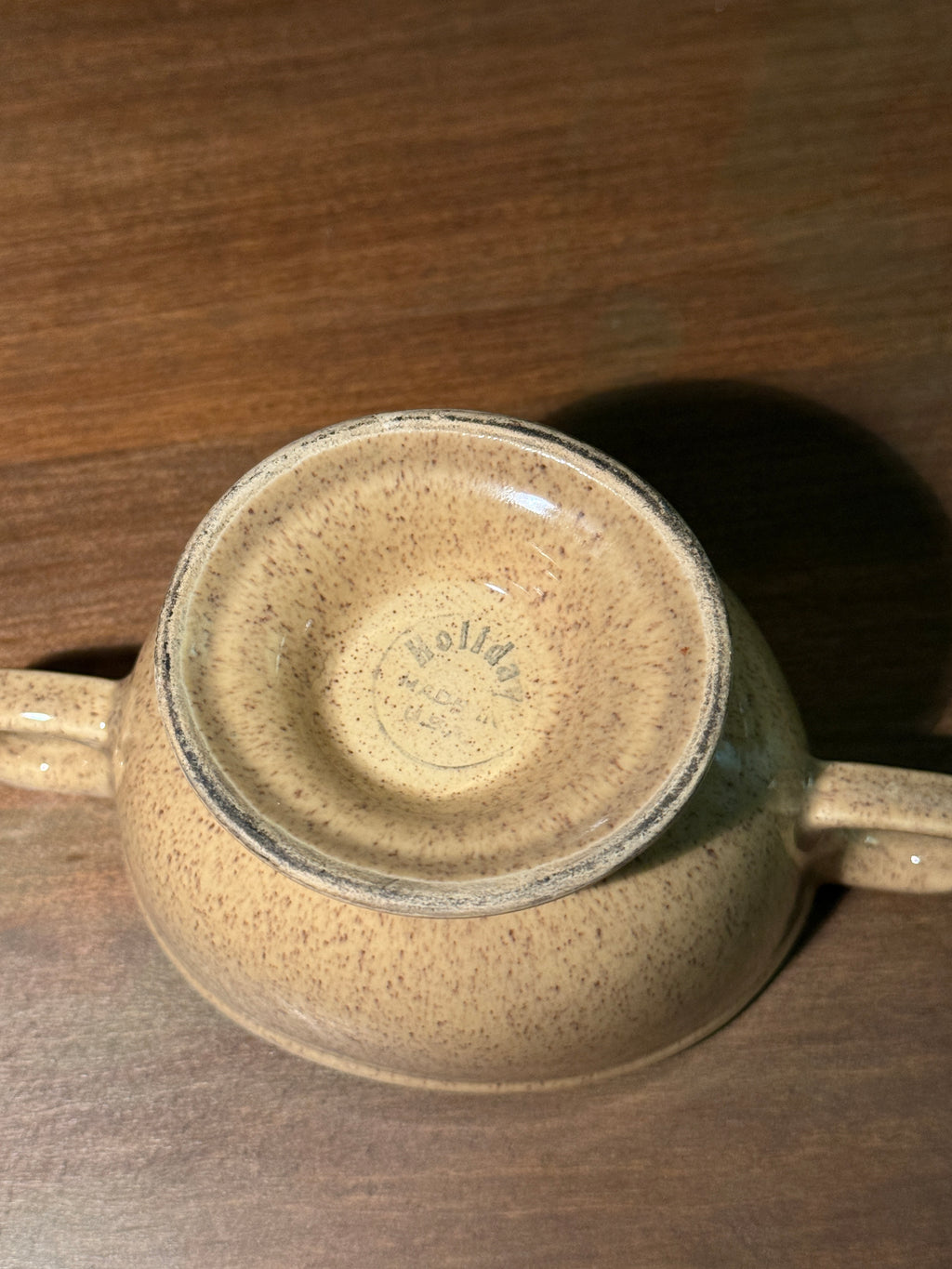 Vintage Holiday Stoneware Sugar Bowl 1950s Mid Century USA
