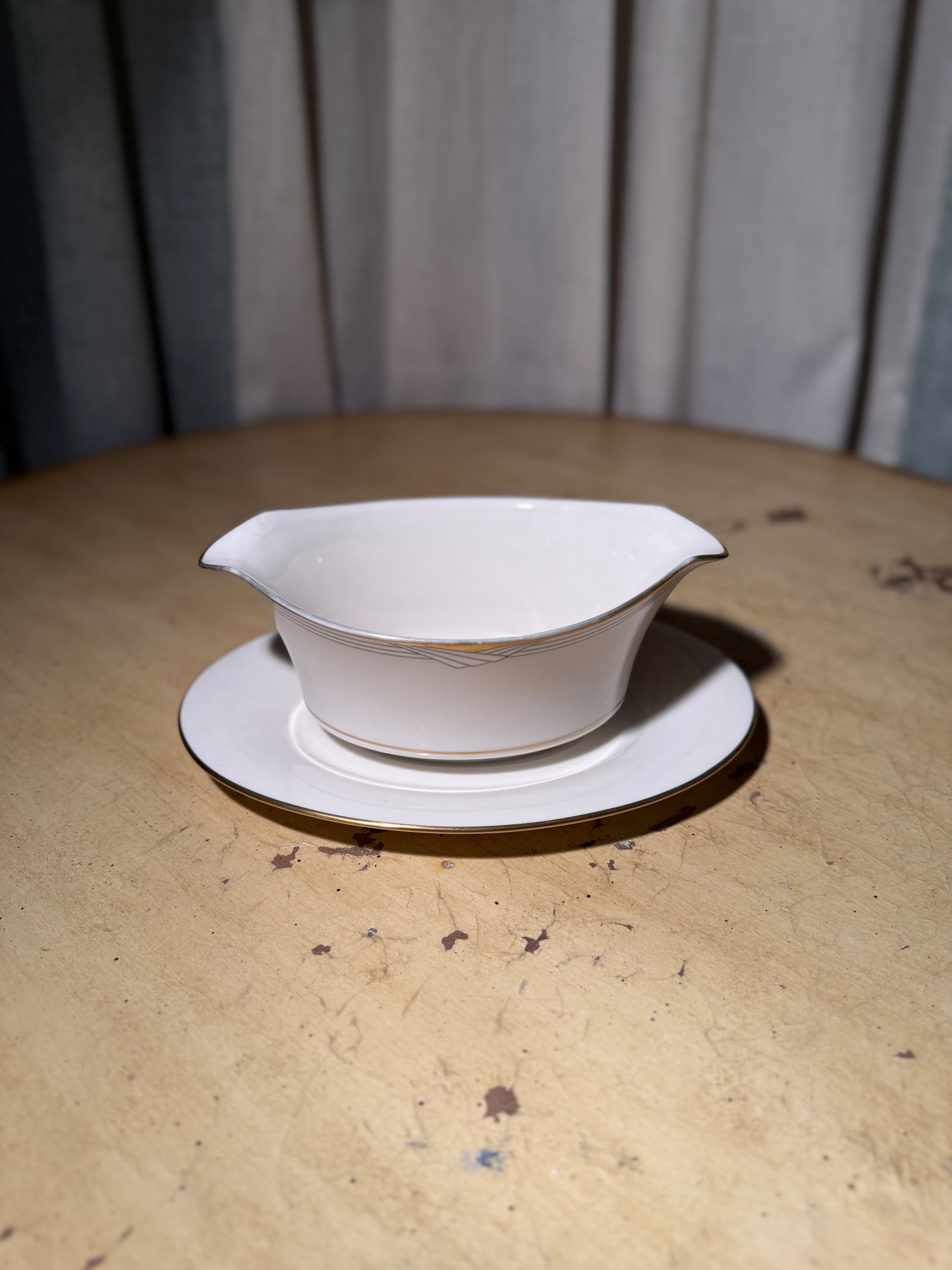 Vintage Noritake Golden Cove 7719 Gravy Boat with Underplate Fine China Japan c 1950-60s