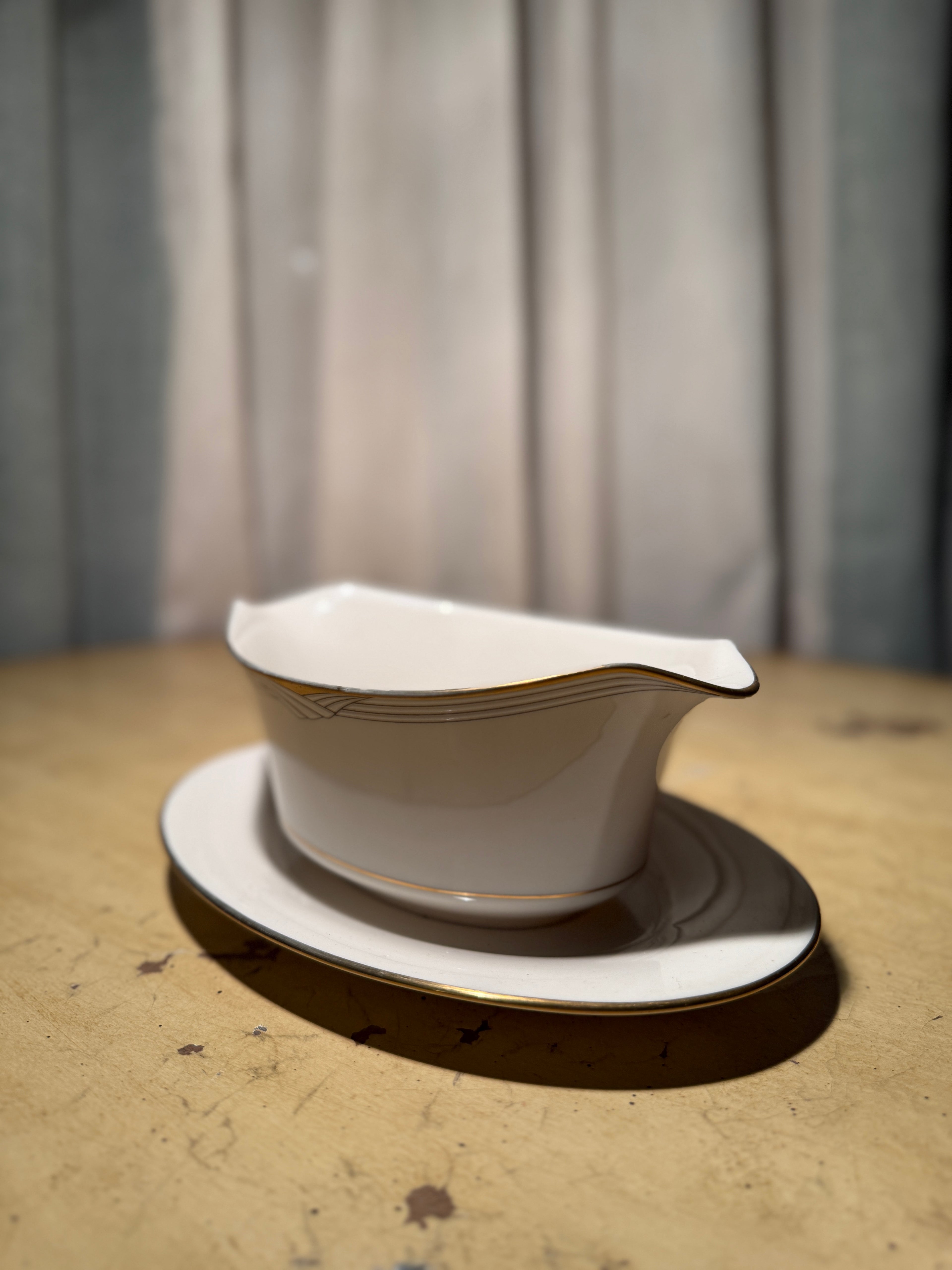 Vintage Noritake Golden Cove 7719 Gravy Boat with Underplate Fine China Japan c 1950-60s