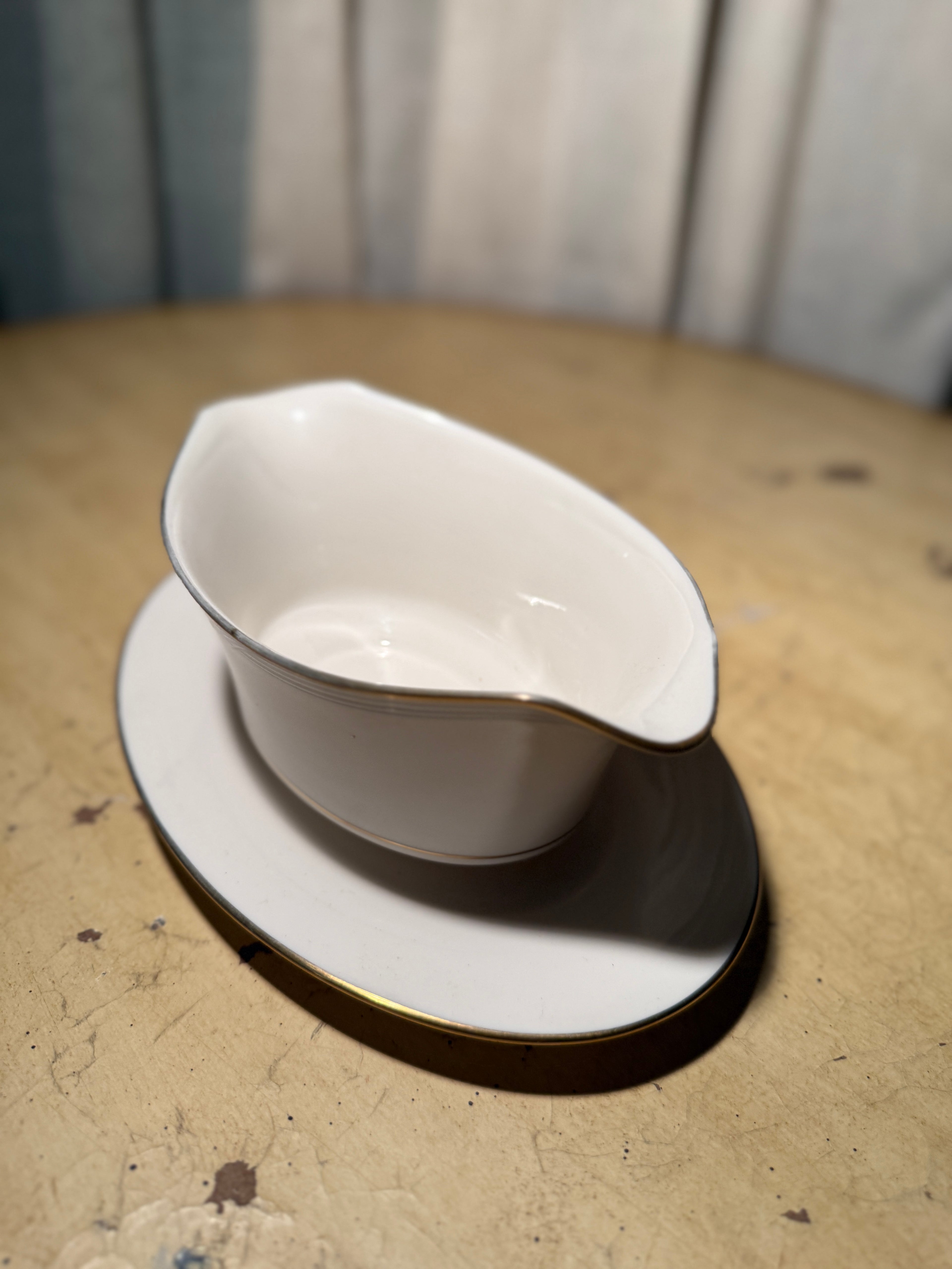 Vintage Noritake Golden Cove 7719 Gravy Boat with Underplate Fine China Japan c 1950-60s